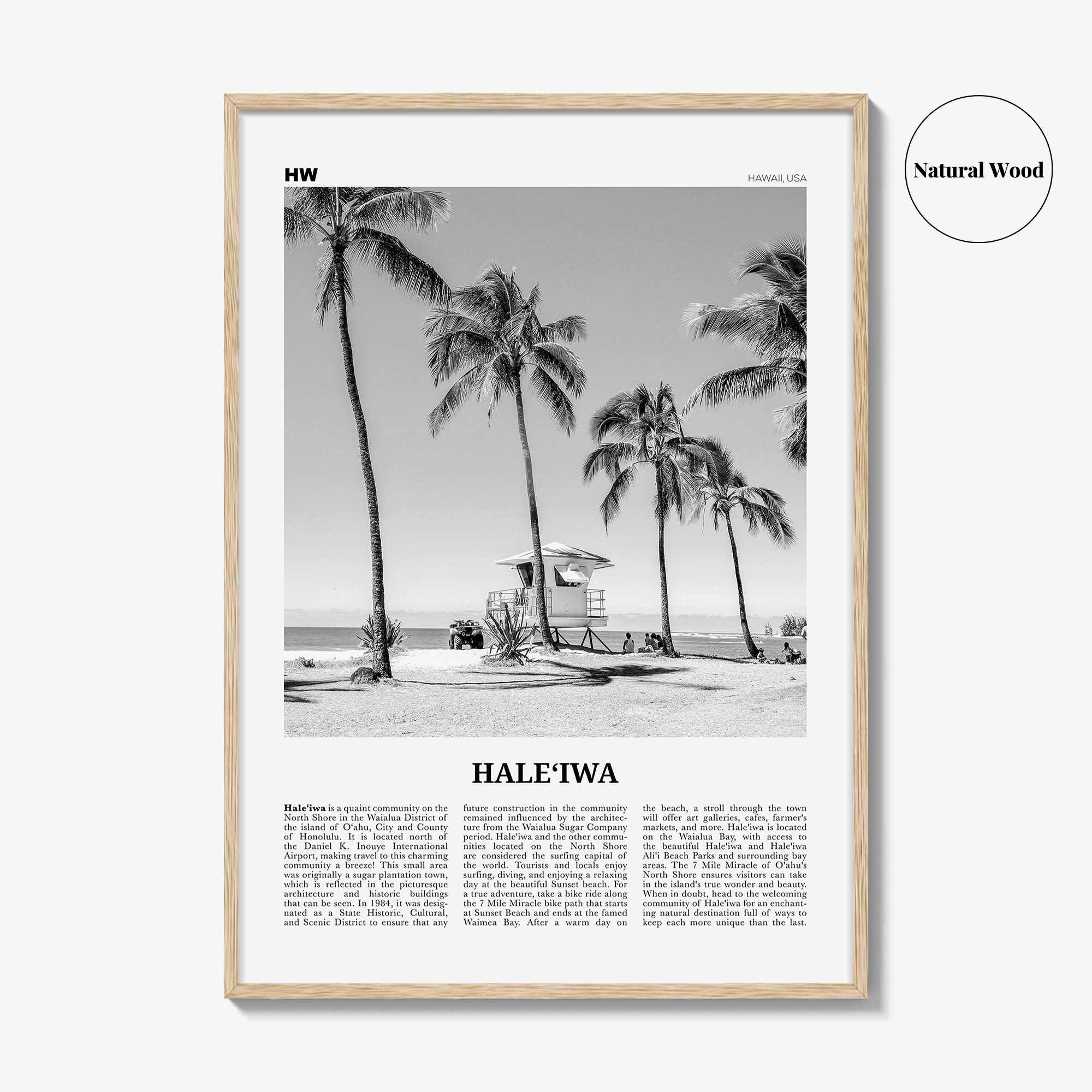 Haleiwa Print Black and White No 1, Haleiwa Wall Art, Haleiwa Poster, Haleiwa Photo, Haleiwa Wall Décor, Hawaii, USA, United States