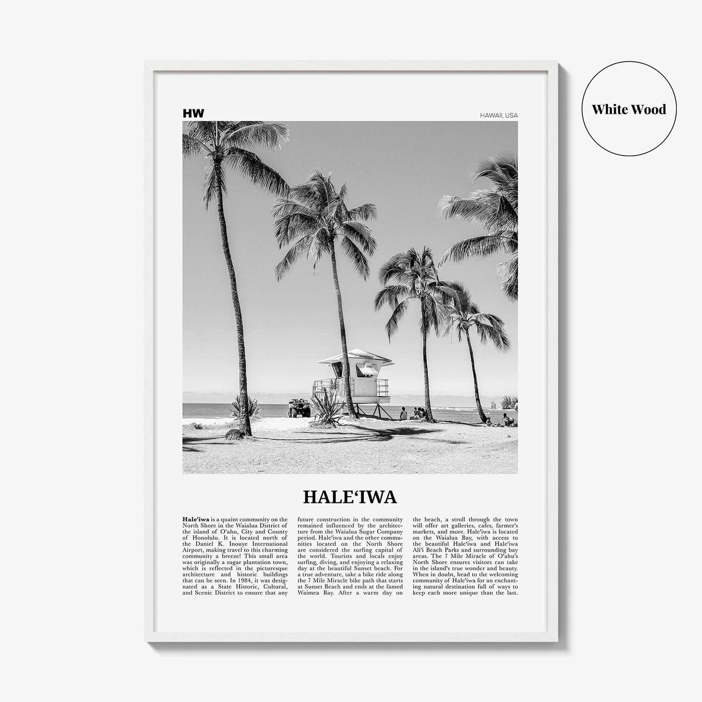 Haleiwa Print Black and White No 1, Haleiwa Wall Art, Haleiwa Poster, Haleiwa Photo, Haleiwa Wall Décor, Hawaii, USA, United States