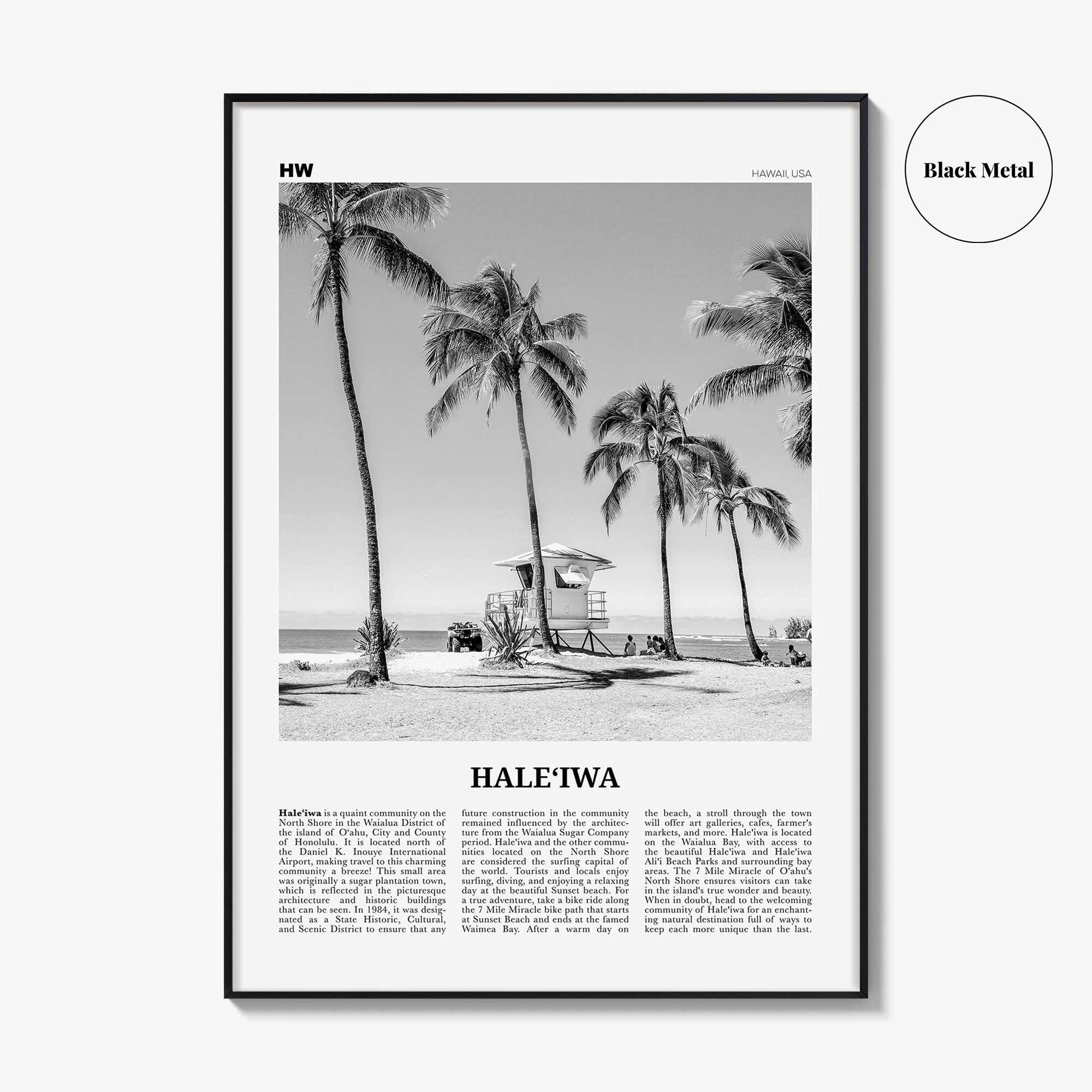 Haleiwa Print Black and White No 1, Haleiwa Wall Art, Haleiwa Poster, Haleiwa Photo, Haleiwa Wall Décor, Hawaii, USA, United States