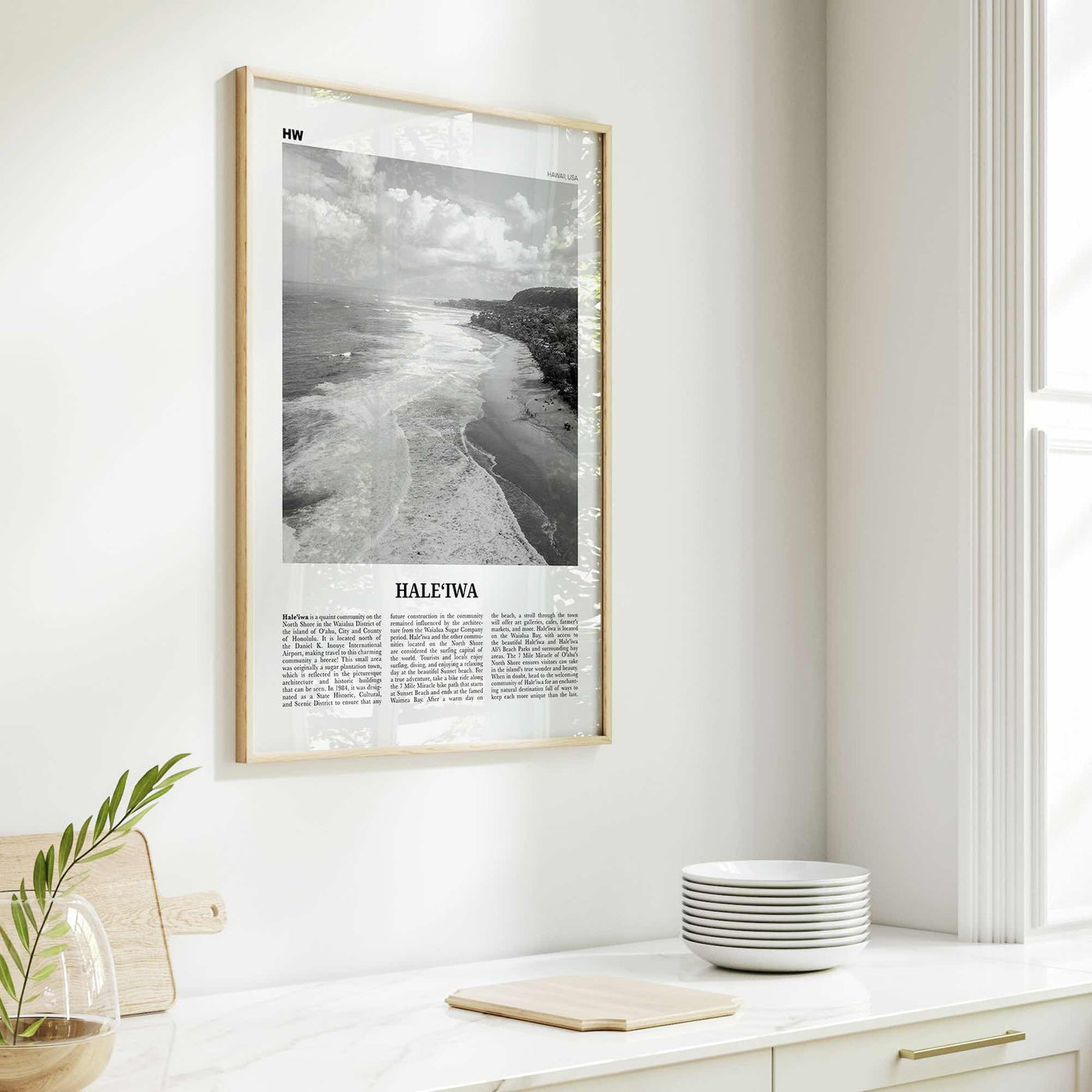 Haleiwa Print Black and White No 2, Haleiwa Wall Art, Haleiwa Poster, Haleiwa Photo, Haleiwa Wall Décor, Hawaii, USA, United States