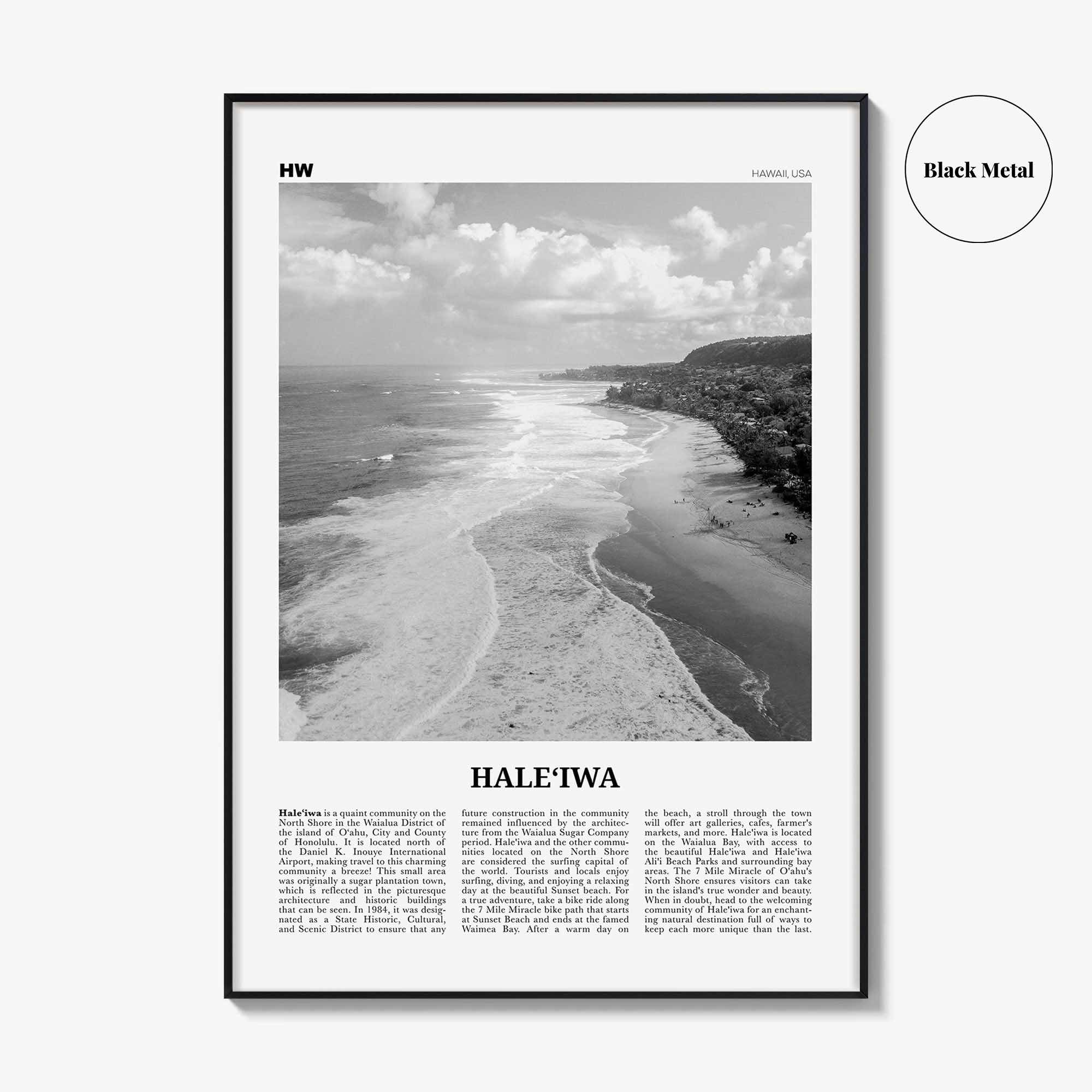 Haleiwa Print Black and White No 2, Haleiwa Wall Art, Haleiwa Poster, Haleiwa Photo, Haleiwa Wall Décor, Hawaii, USA, United States