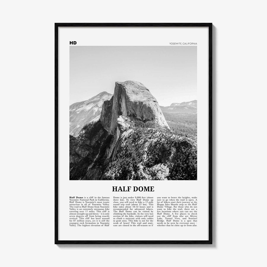 Half Dome Print Black and White, Half Dome Wall Art, Half Dome Poster, Half Dome Photo, Yosemite, California, USA, United States