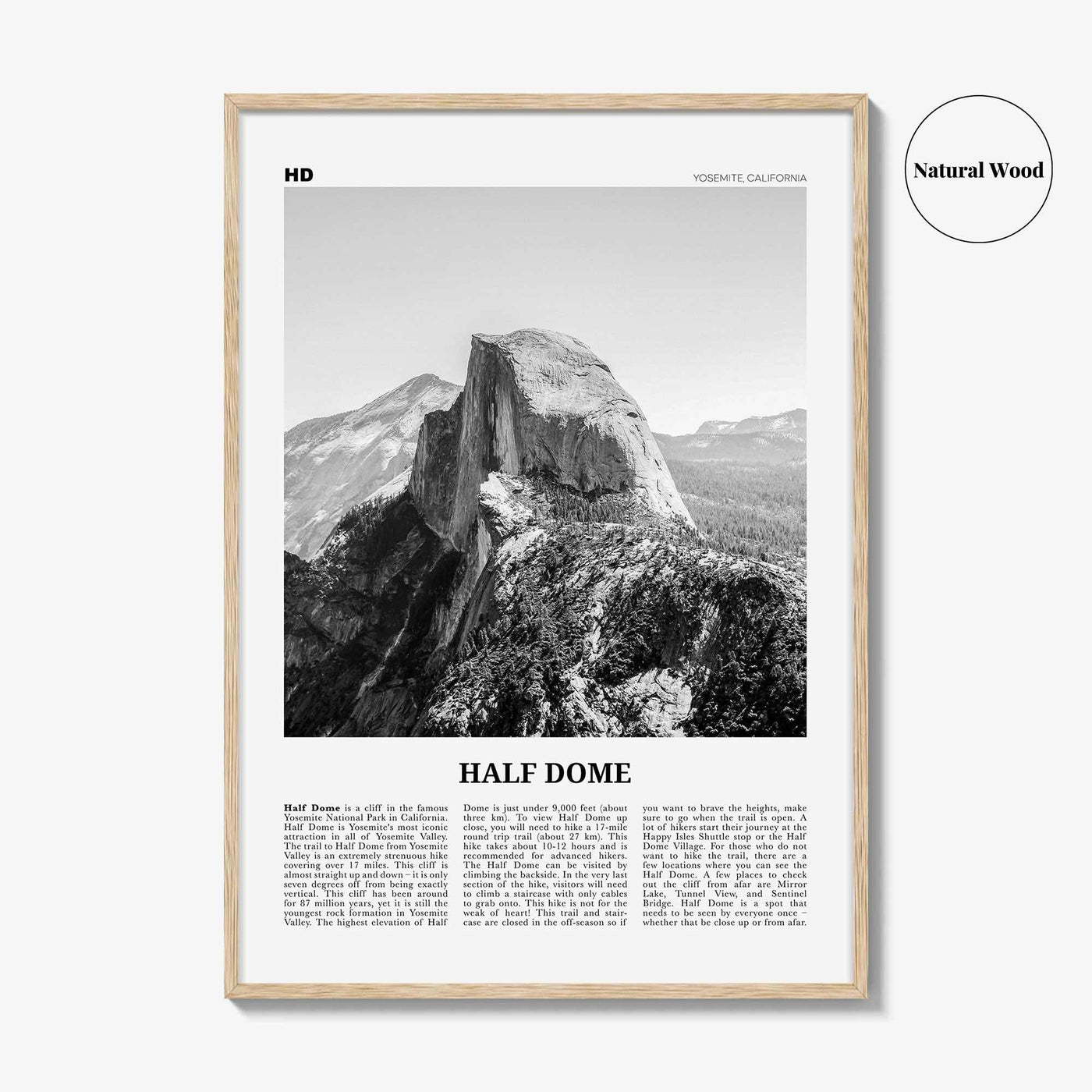 Half Dome Print Black and White, Half Dome Wall Art, Half Dome Poster, Half Dome Photo, Yosemite, California, USA, United States