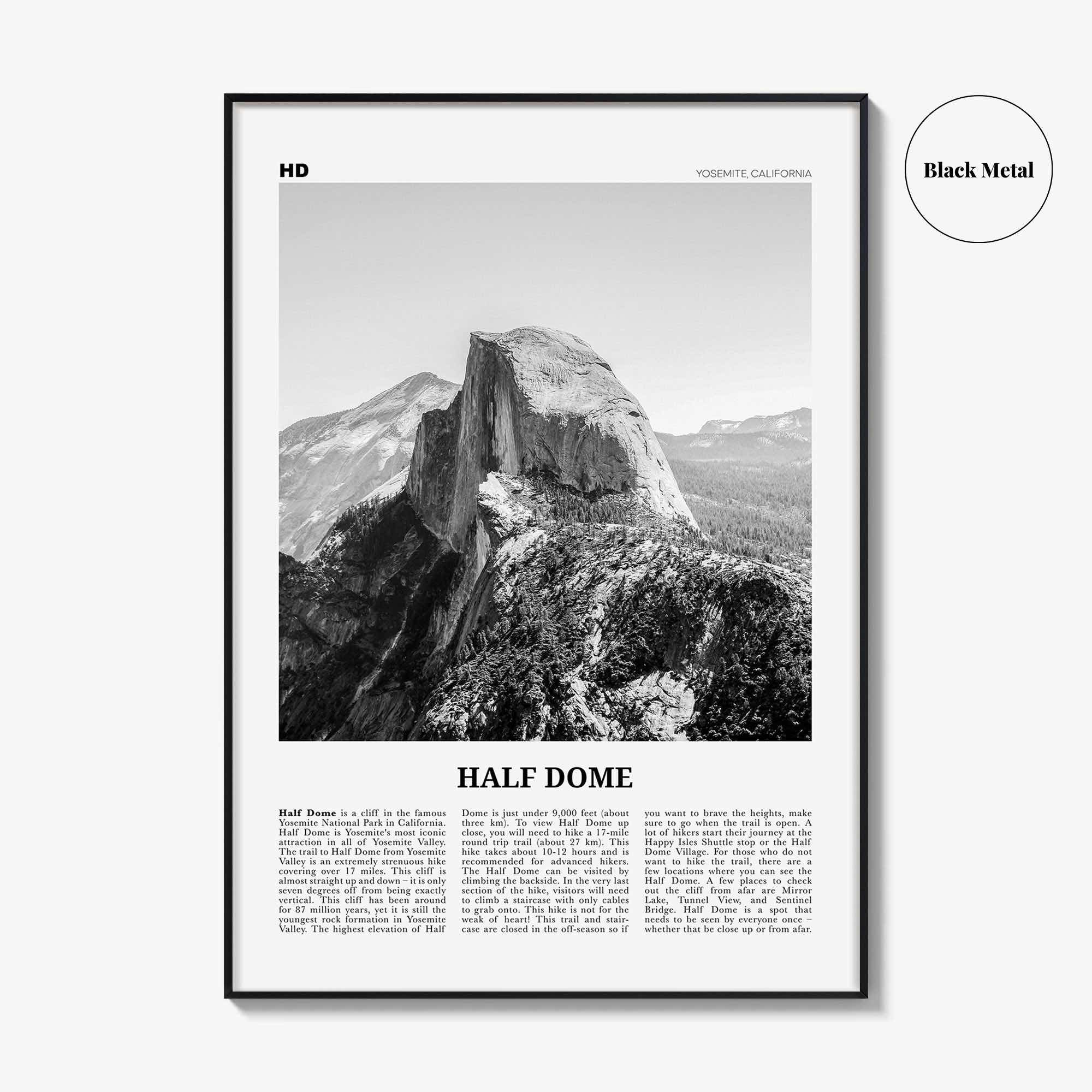 Half Dome Print Black and White, Half Dome Wall Art, Half Dome Poster, Half Dome Photo, Yosemite, California, USA, United States