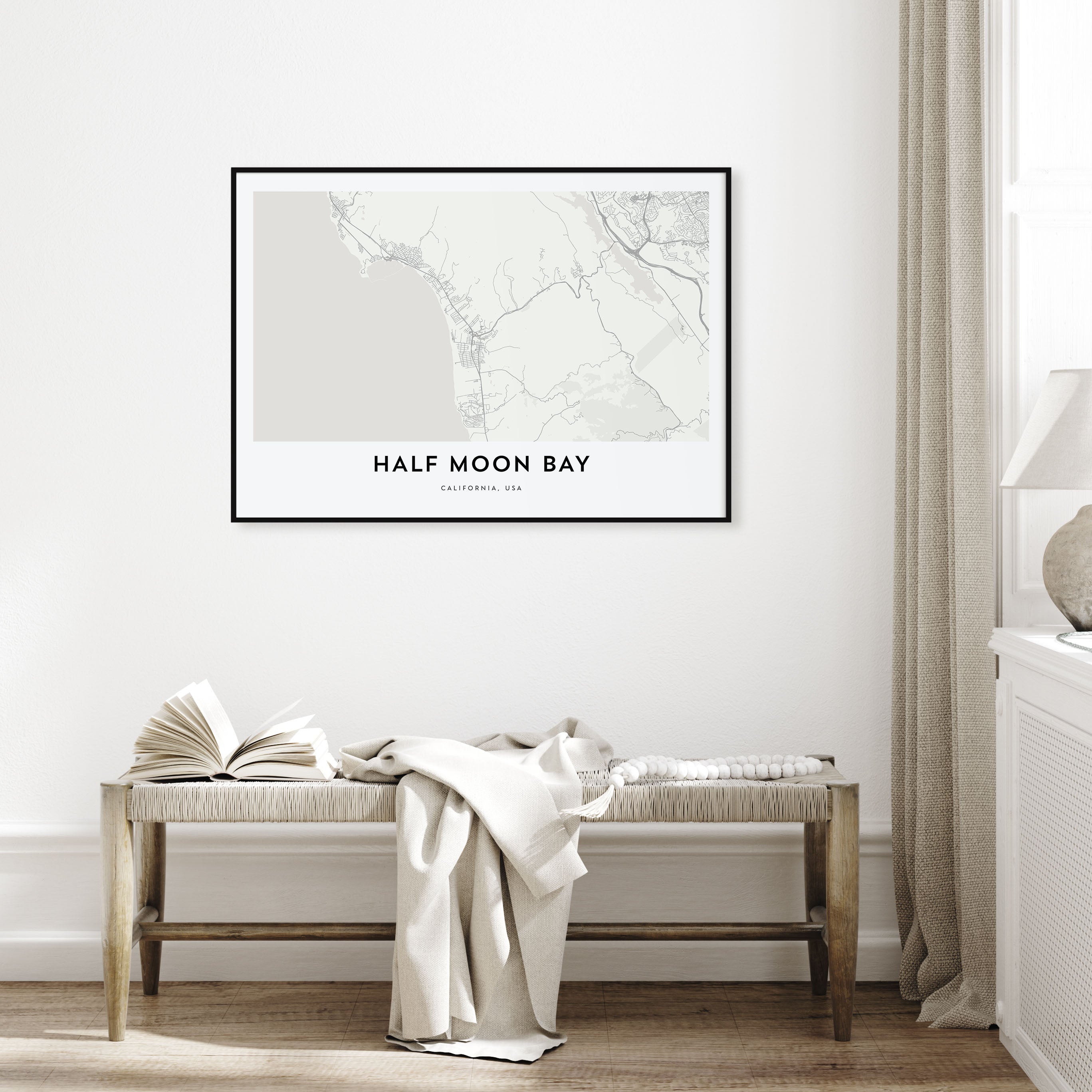 Half Moon Bay Map Landscape Poster