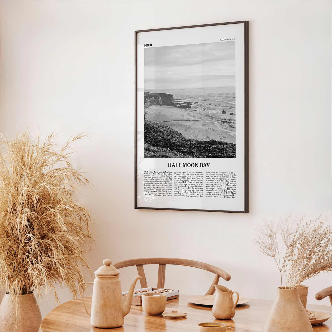 Half Moon Bay Print Black and White, Half Moon Bay Wall Art, Half Moon Bay Poster, Half Moon Bay Photo, California, USA, United States