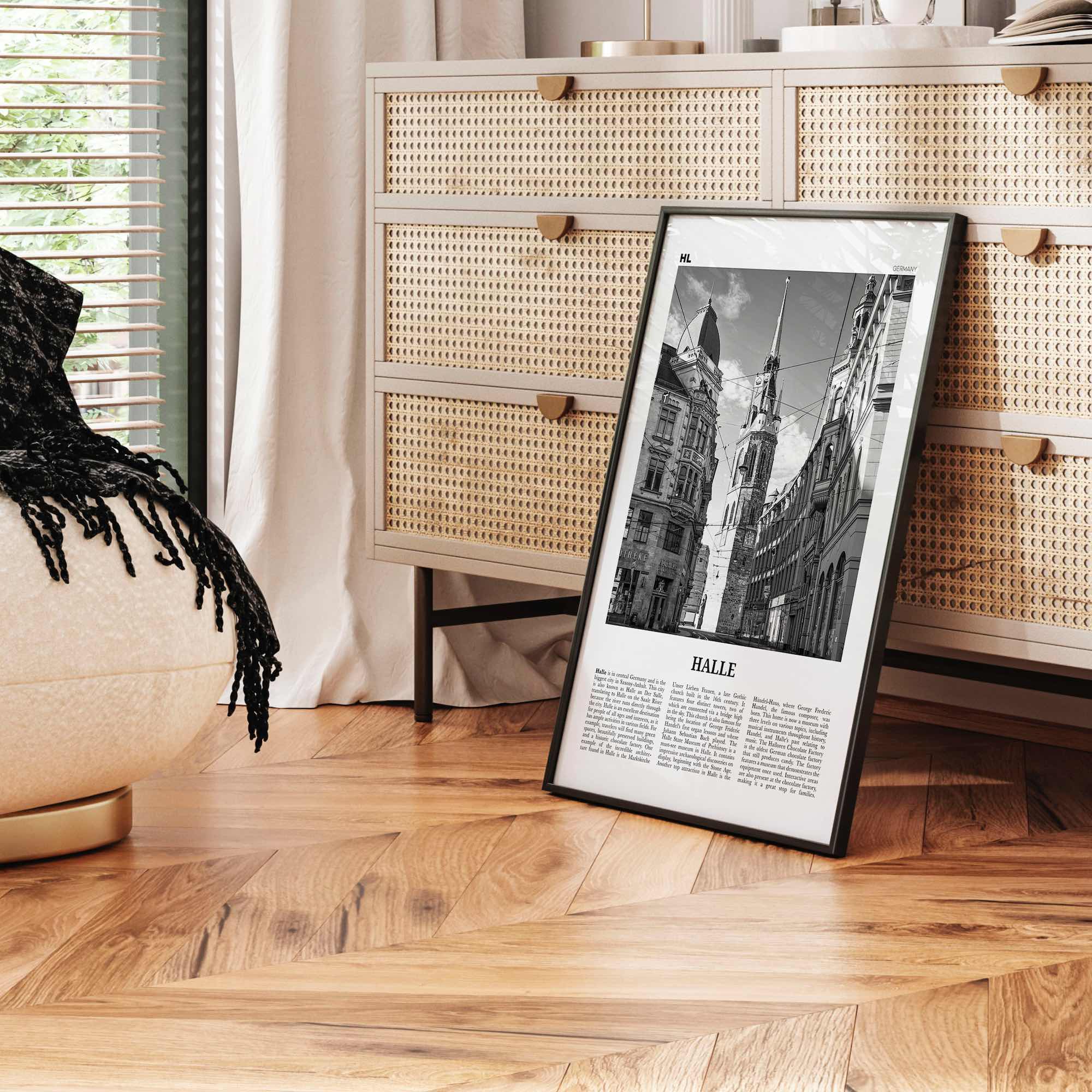 Halle Print Black and White, Halle Wall Art, Halle Poster, Halle Photo, Halle Wall Décor, Halle Map, Germany