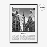 Halle Print Black and White, Halle Wall Art, Halle Poster, Halle Photo, Halle Wall Décor, Halle Map, Germany