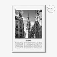 Halle Print Black and White, Halle Wall Art, Halle Poster, Halle Photo, Halle Wall Décor, Halle Map, Germany