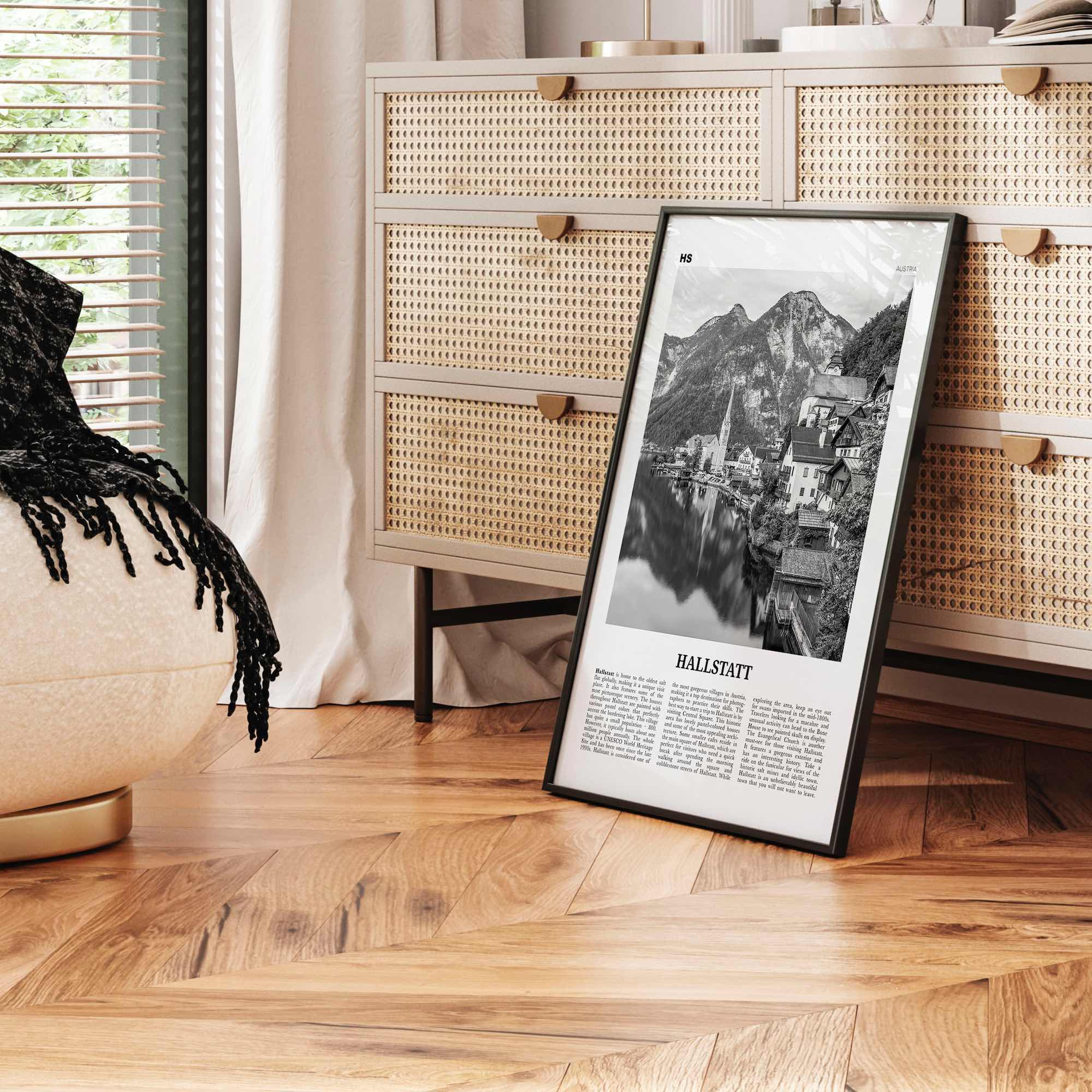 Hallstatt Print Black and White, Hallstatt Wall Art, Hallstatt Poster, Hallstatt Photo, Hallstatt Wall Décor, Hallstatt Map, Austria