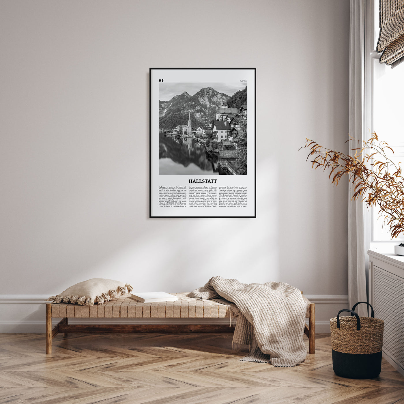 Hallstatt Travel B&W Poster