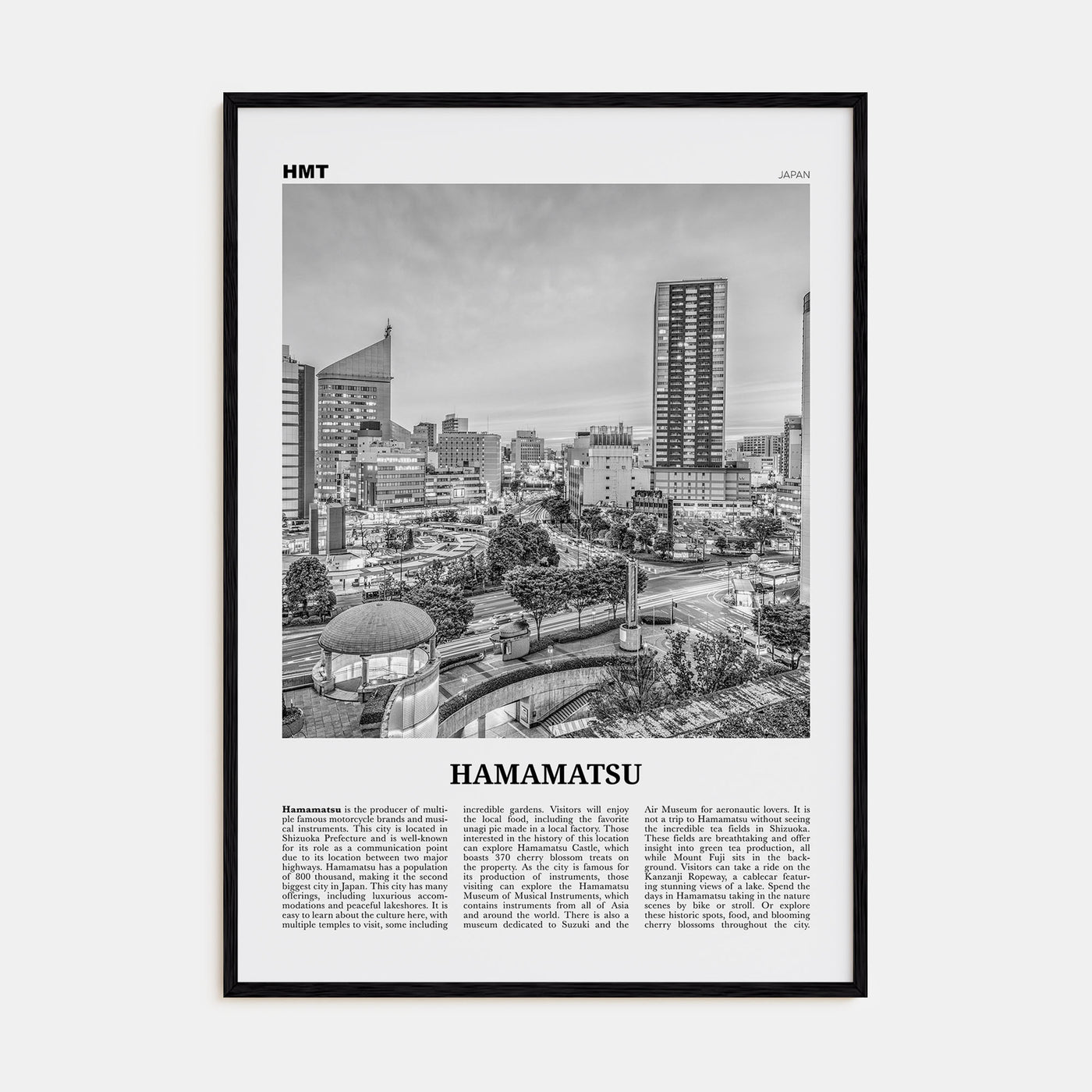 Hamamatsu Travel B&W Poster