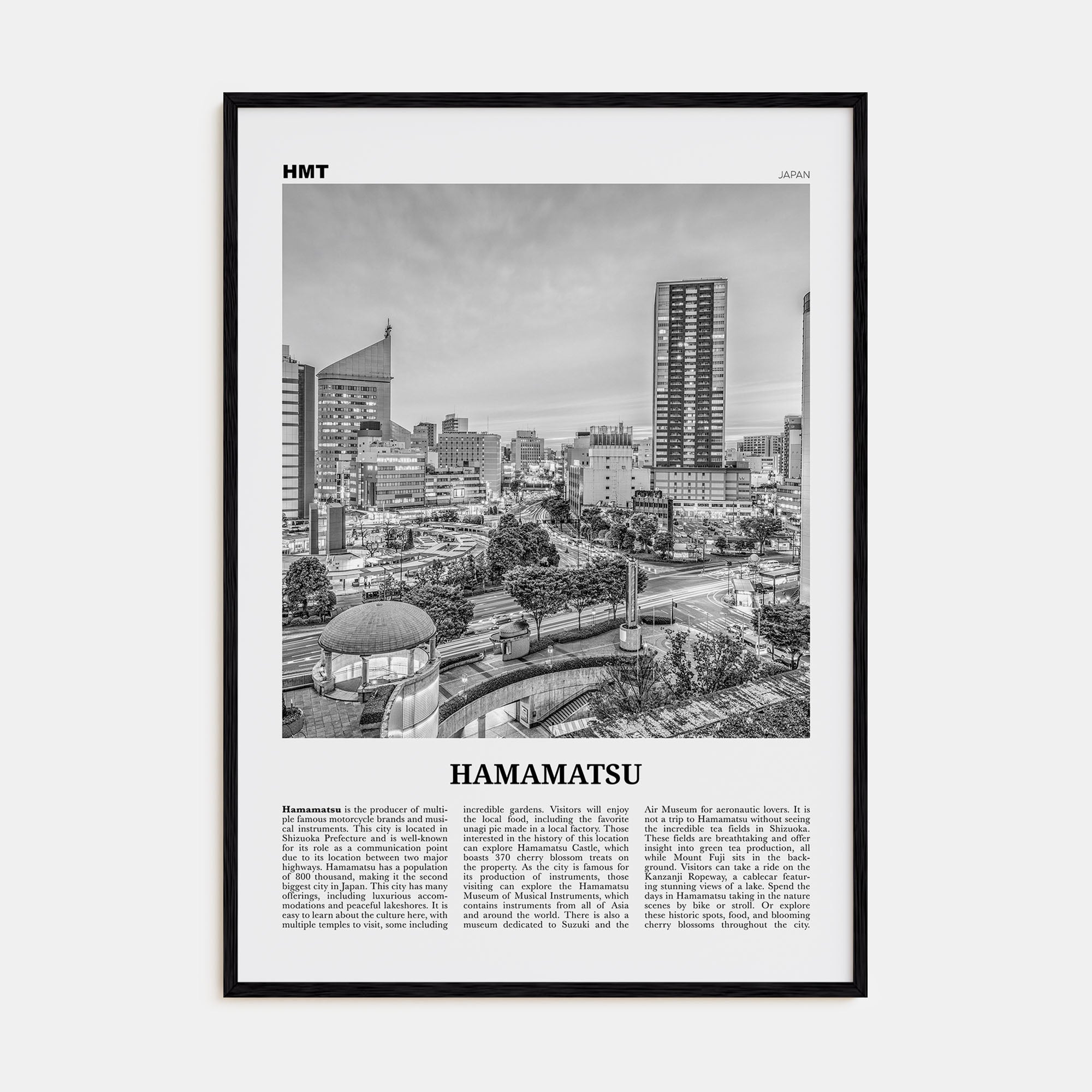 Hamamatsu Travel B&W Poster