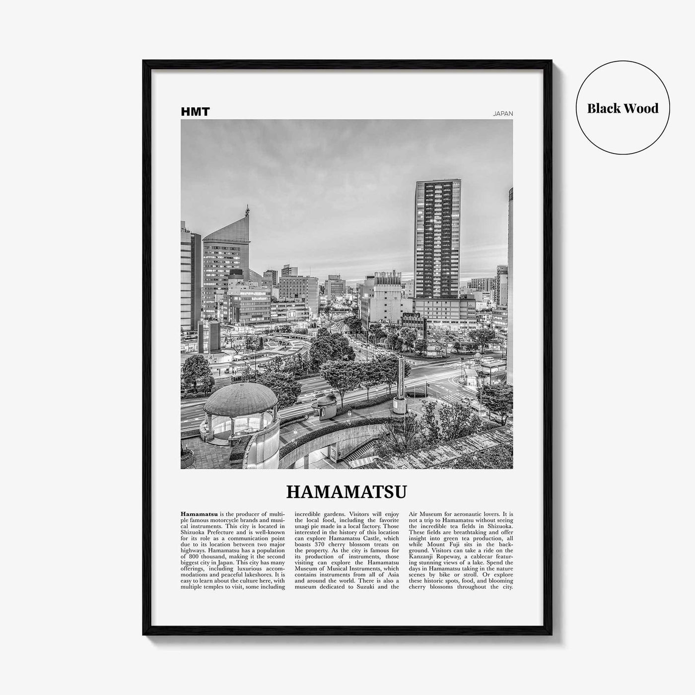 Hamamatsu Print Black and White, Hamamatsu Wall Art, Hamamatsu Poster, Hamamatsu Photo, Hamamatsu Wall Décor, Hamamatsu Map, Japan