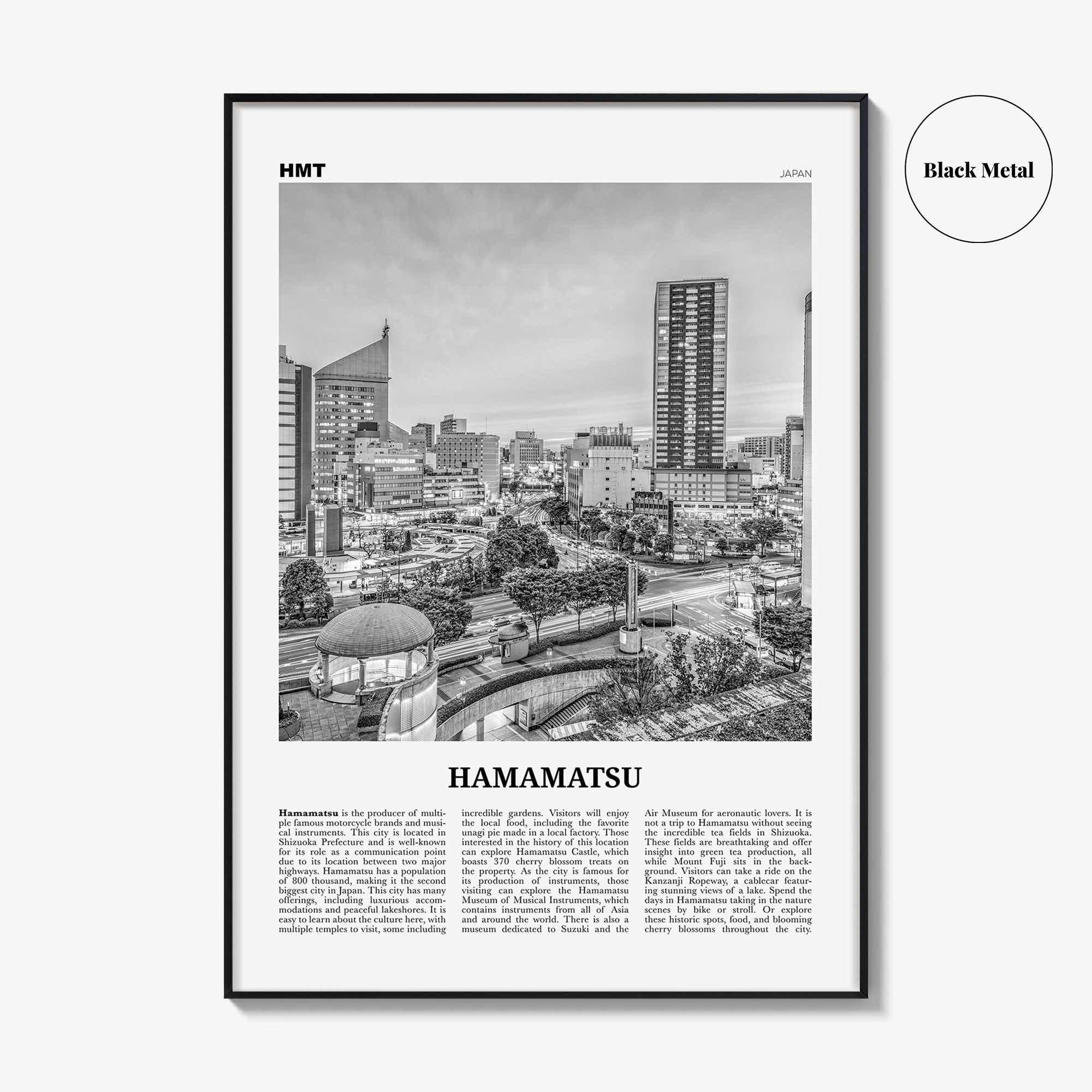 Hamamatsu Print Black and White, Hamamatsu Wall Art, Hamamatsu Poster, Hamamatsu Photo, Hamamatsu Wall Décor, Hamamatsu Map, Japan