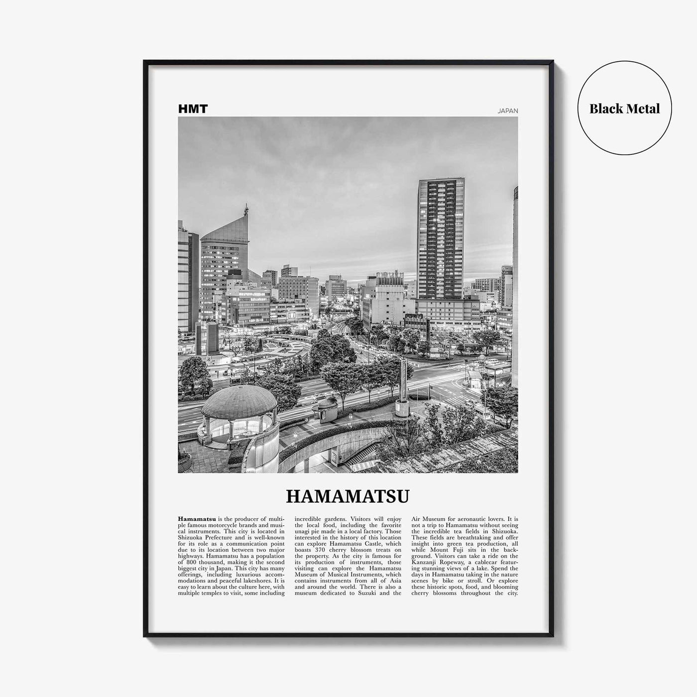 Hamamatsu Print Black and White, Hamamatsu Wall Art, Hamamatsu Poster, Hamamatsu Photo, Hamamatsu Wall Décor, Hamamatsu Map, Japan