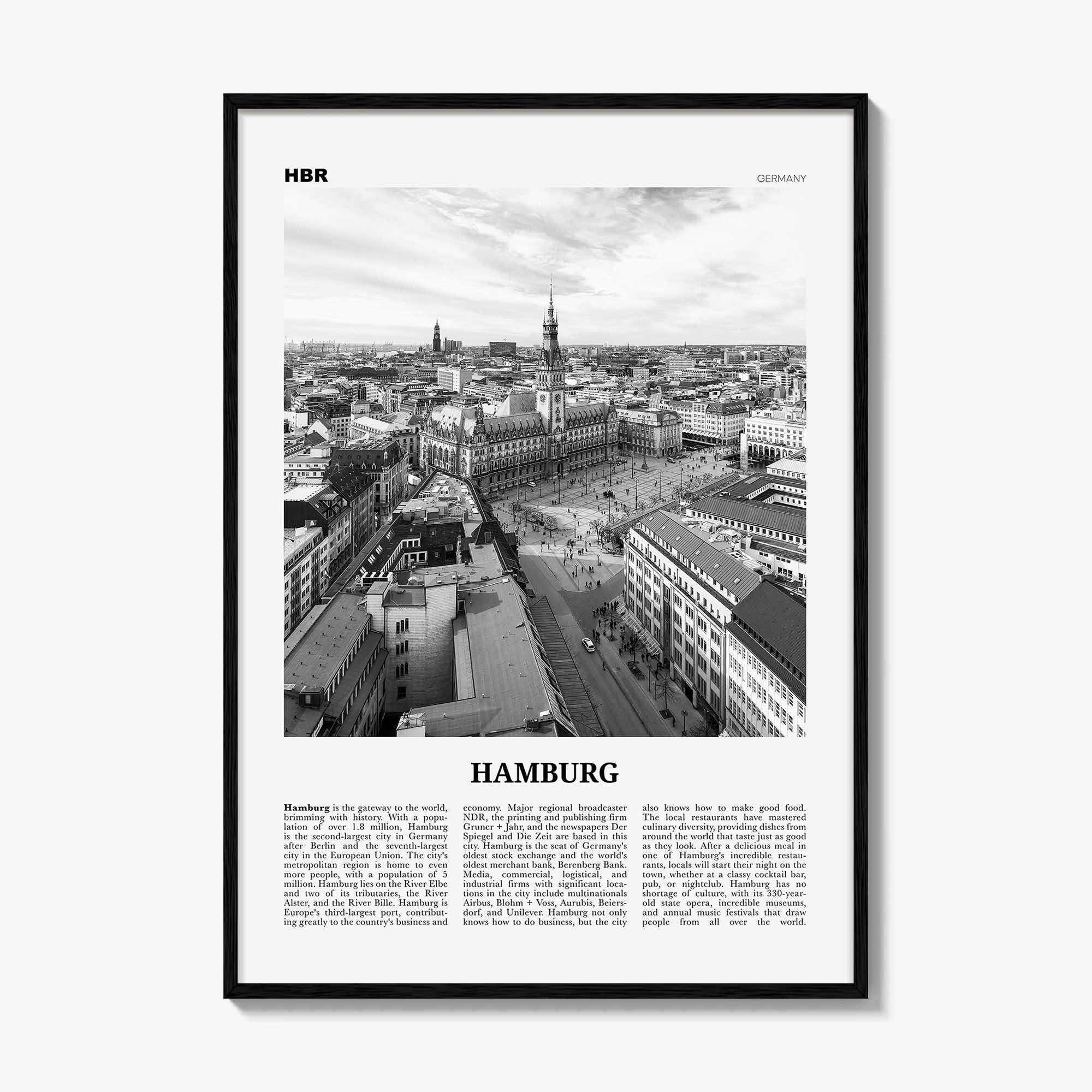 Hamburg Print Black and White No 1, Hamburg Wall Art, Hamburg Poster, Hamburg Photo, Hamburg Decor, Germany, Deutschland, Europe