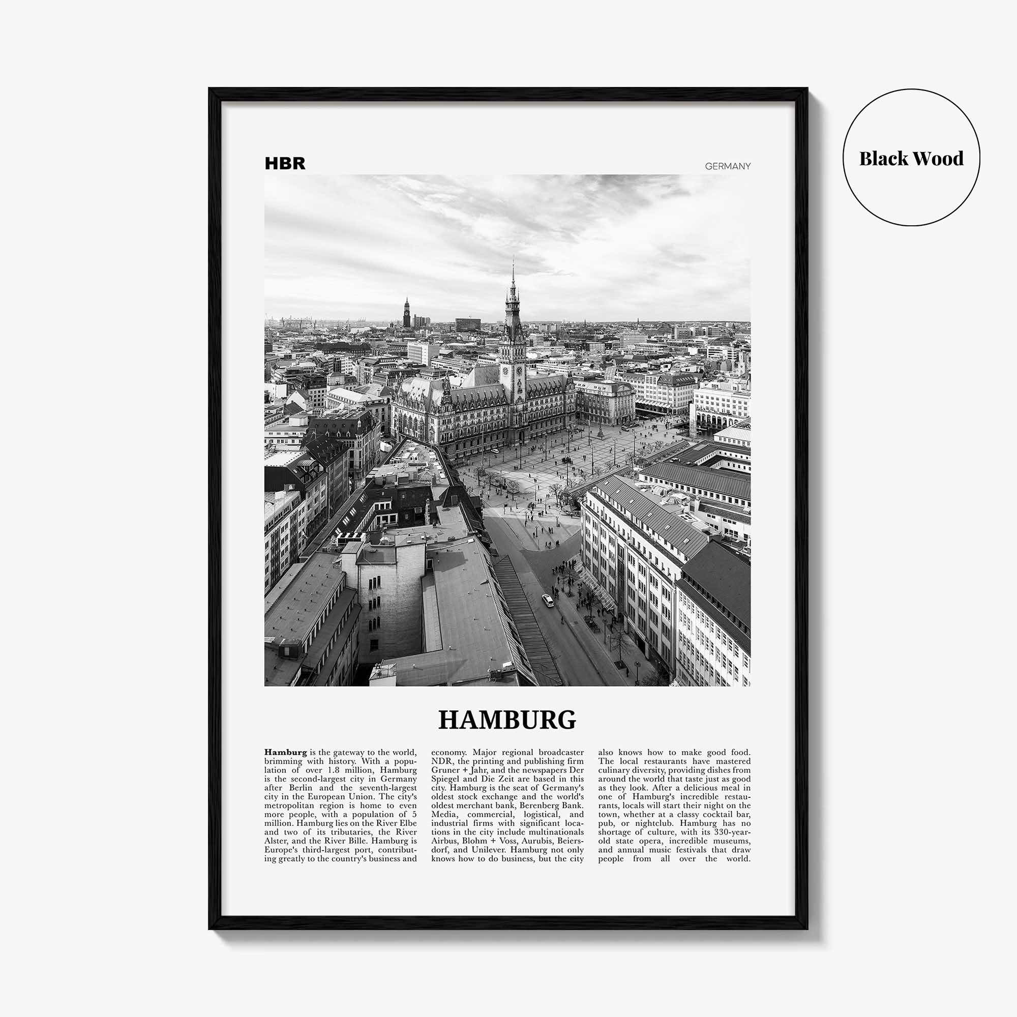 Hamburg Print Black and White No 1, Hamburg Wall Art, Hamburg Poster, Hamburg Photo, Hamburg Decor, Germany, Deutschland, Europe