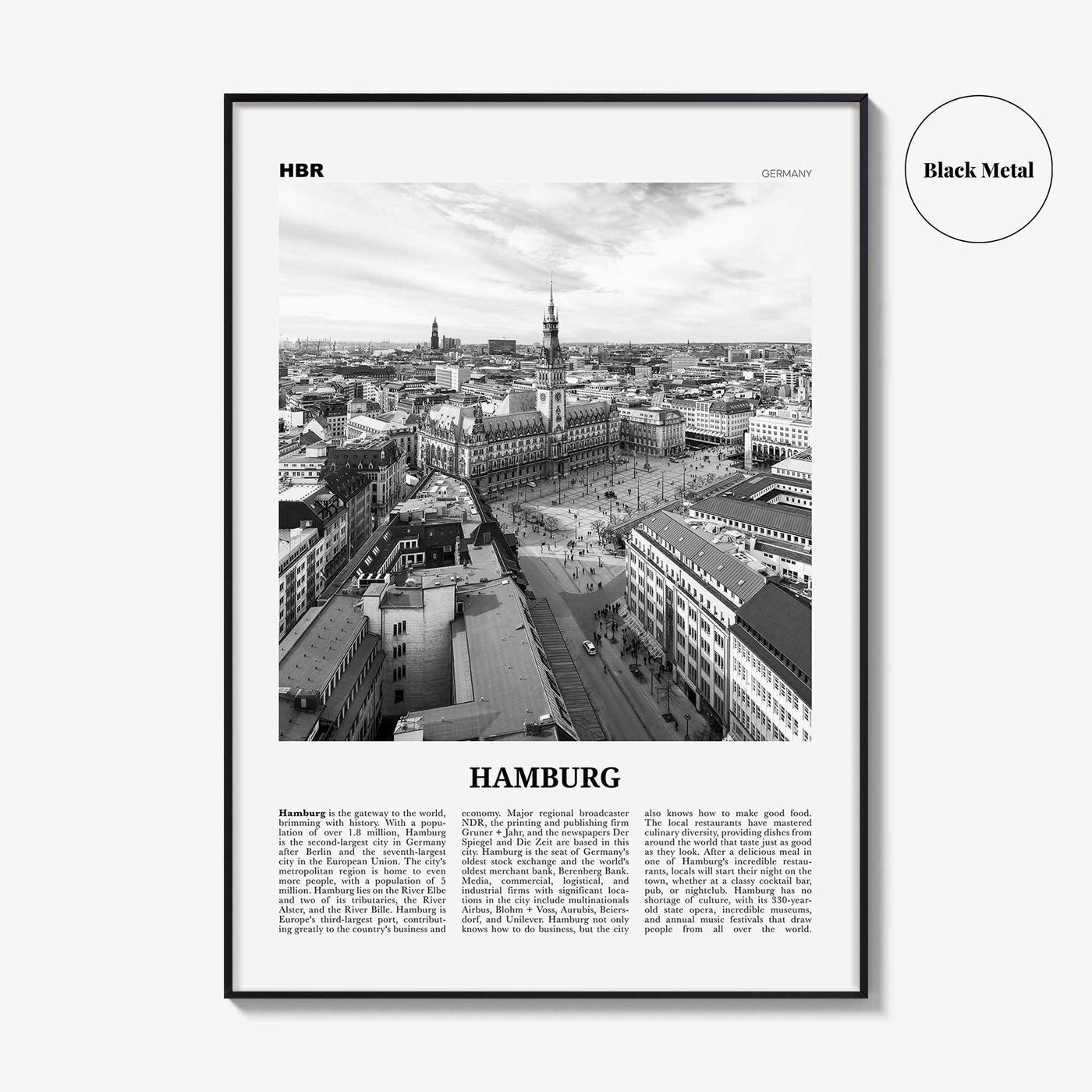 Hamburg Print Black and White No 1, Hamburg Wall Art, Hamburg Poster, Hamburg Photo, Hamburg Decor, Germany, Deutschland, Europe