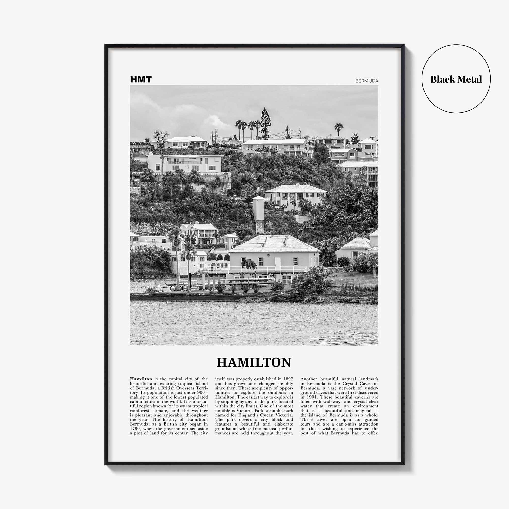 Hamilton Print Black and White Bermuda, Hamilton Wall Art, Hamilton Poster, Hamilton Photo, Hamilton Wall Décor, British Overseas Territory