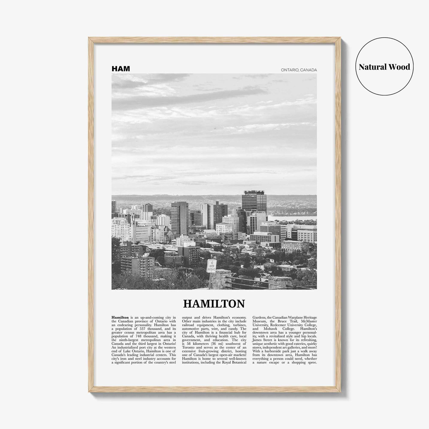 Hamilton Print Black and White Canada No 1, Hamilton Wall Art, Hamilton Poster, Hamilton Photo, Hamilton Decor, Ontario, Canada, America