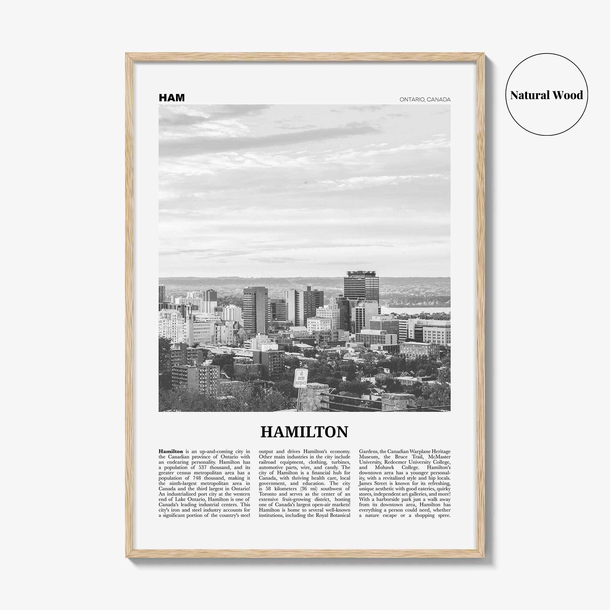 Hamilton Print Black and White Canada No 1, Hamilton Wall Art, Hamilton Poster, Hamilton Photo, Hamilton Decor, Ontario, Canada, America