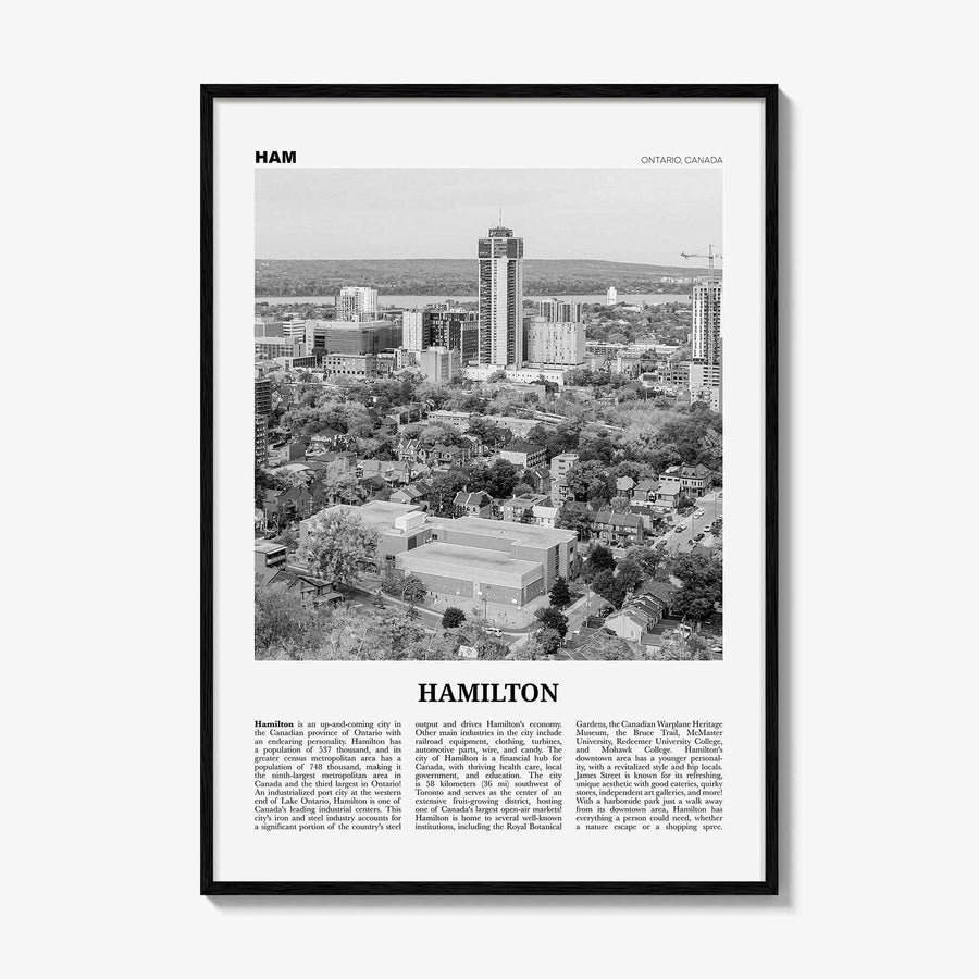 Hamilton Print Black and White Canada No 2, Hamilton Wall Art, Hamilton Poster, Hamilton Photo, Hamilton Decor, Ontario, Canada