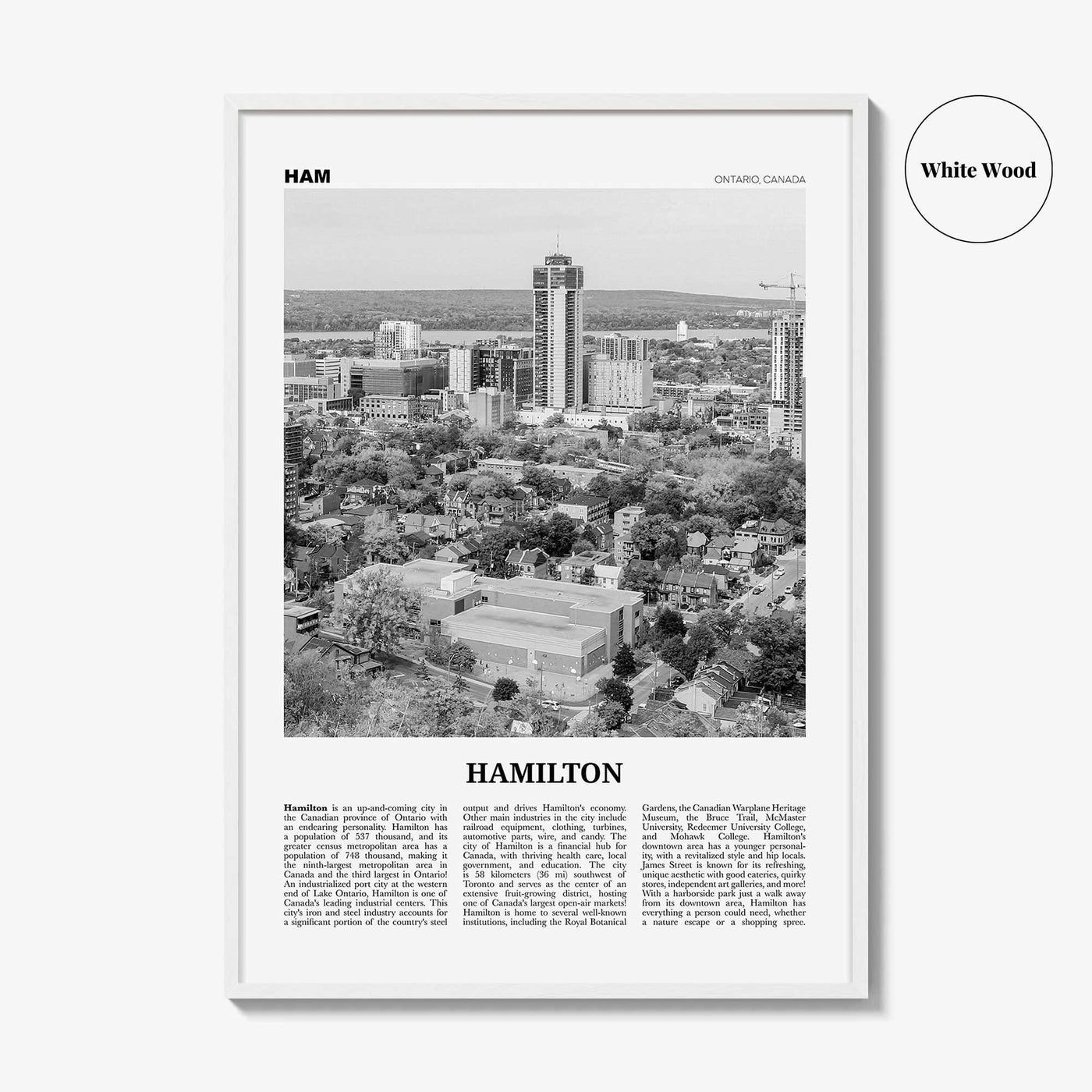 Hamilton Print Black and White Canada No 2, Hamilton Wall Art, Hamilton Poster, Hamilton Photo, Hamilton Decor, Ontario, Canada