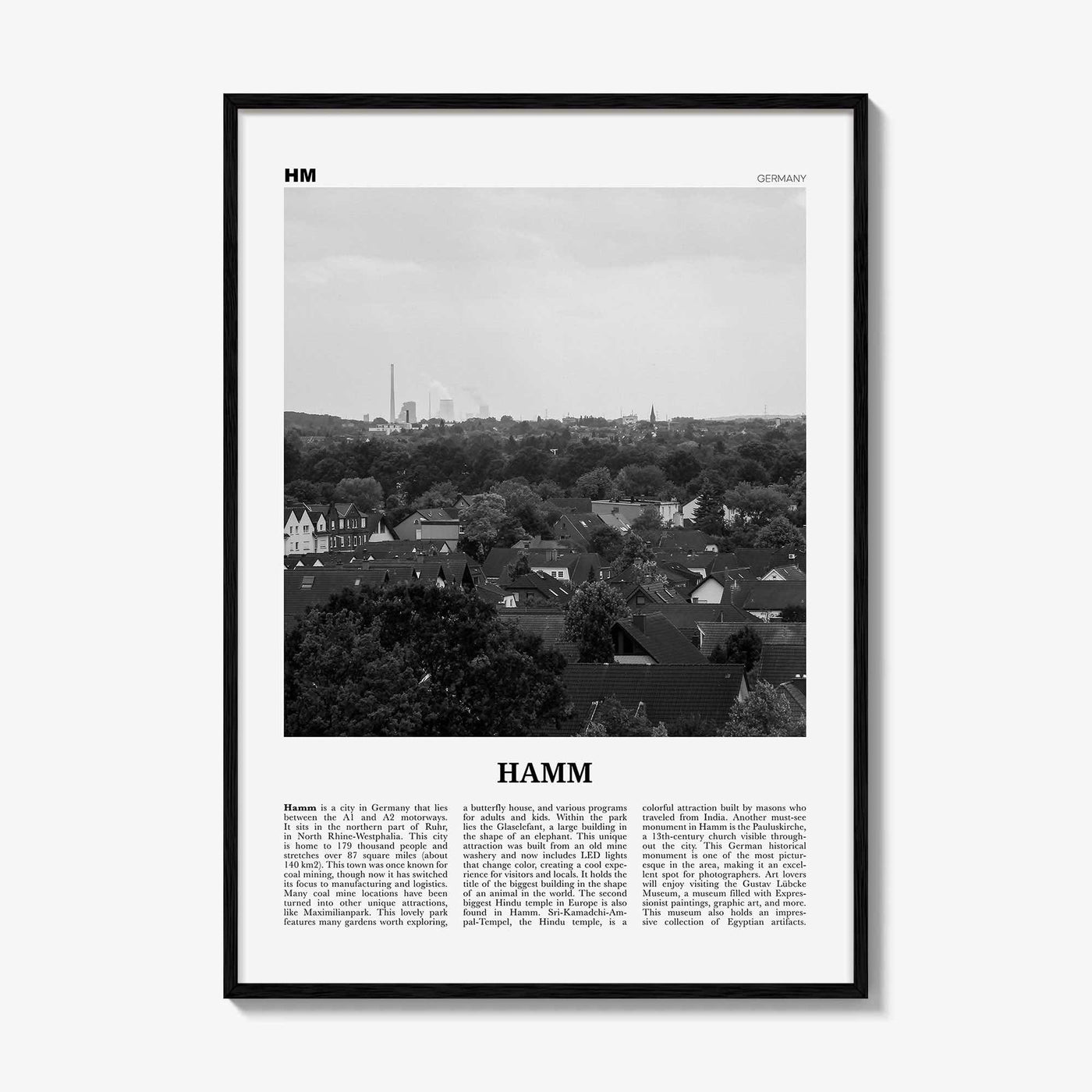 Hamm Print Black and White, Hamm Wall Art, Hamm Poster, Hamm Photo, Hamm Wall Décor, Hamm Map, Germany
