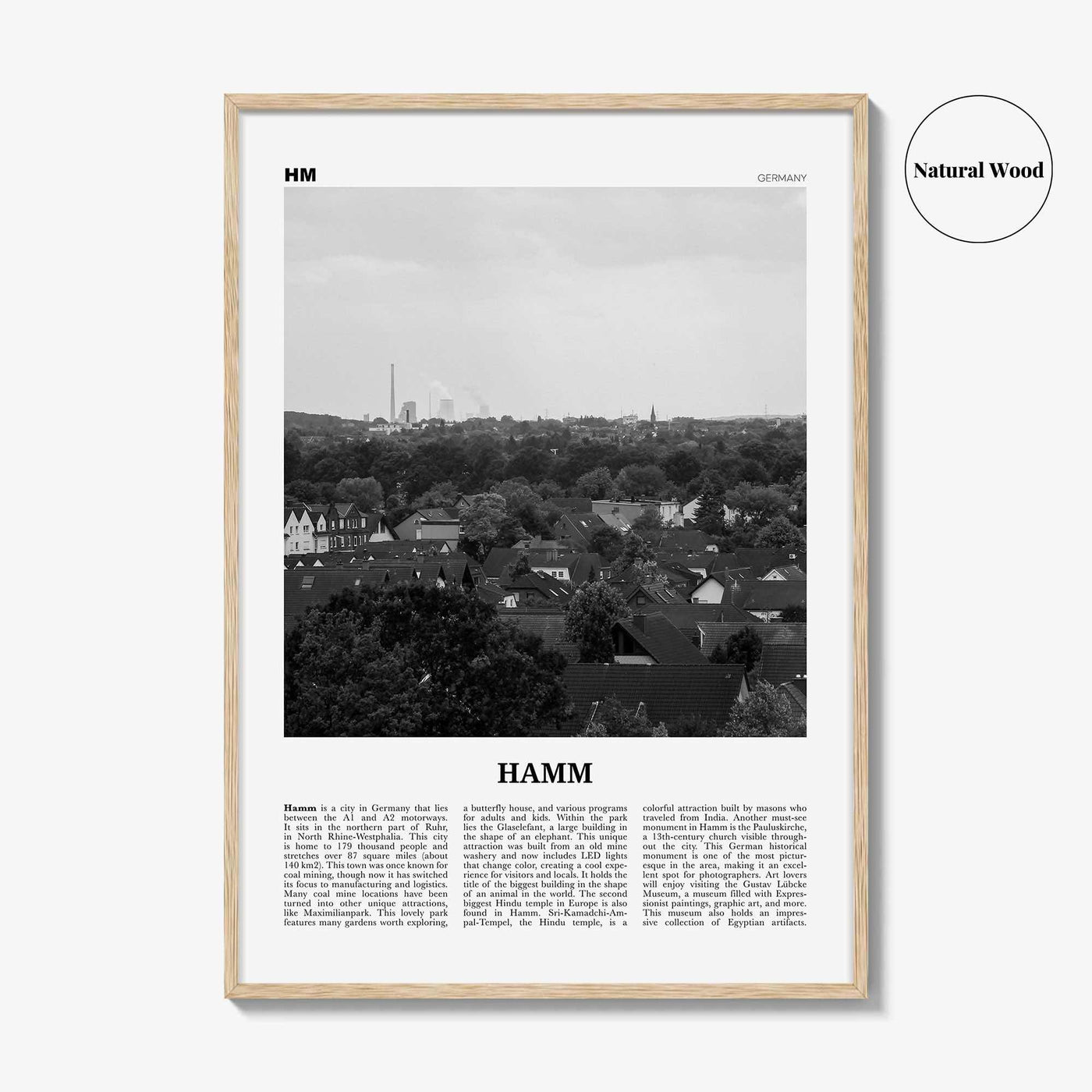 Hamm Print Black and White, Hamm Wall Art, Hamm Poster, Hamm Photo, Hamm Wall Décor, Hamm Map, Germany