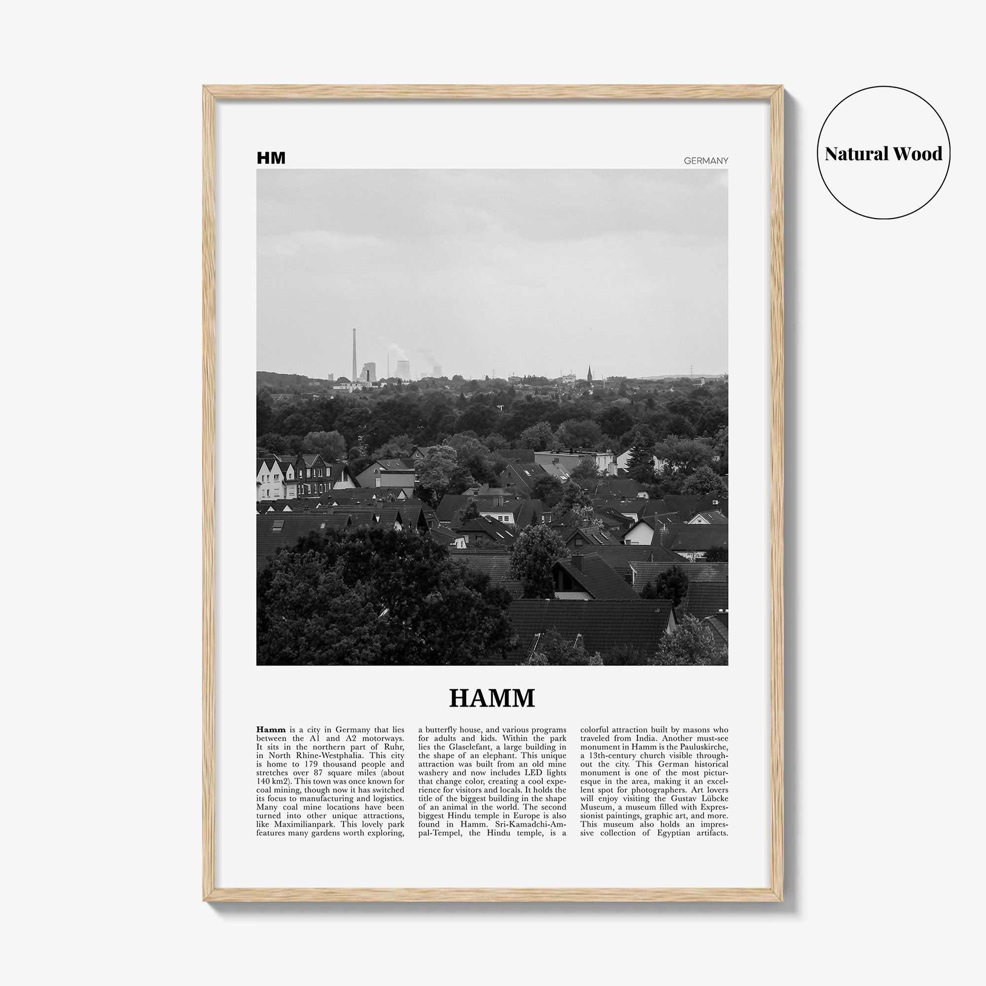 Hamm Print Black and White, Hamm Wall Art, Hamm Poster, Hamm Photo, Hamm Wall Décor, Hamm Map, Germany