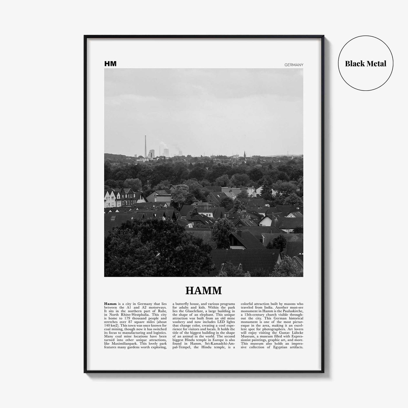 Hamm Print Black and White, Hamm Wall Art, Hamm Poster, Hamm Photo, Hamm Wall Décor, Hamm Map, Germany