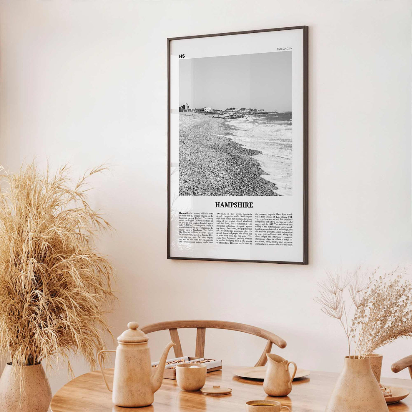 Hampshire Print Black and White, Hampshire Wall Art, Hampshire Poster, Hampshire Photo, Hampshire Map, England, UK, United Kingdom