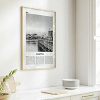 Hampton Print Black and White, Hampton Wall Art, Hampton Poster, Hampton Photo, Hampton Wall Décor, Hampton Map, Virginia, USA