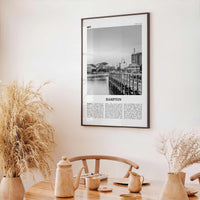 Hampton Print Black and White, Hampton Wall Art, Hampton Poster, Hampton Photo, Hampton Wall Décor, Hampton Map, Virginia, USA