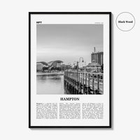 Hampton Print Black and White, Hampton Wall Art, Hampton Poster, Hampton Photo, Hampton Wall Décor, Hampton Map, Virginia, USA