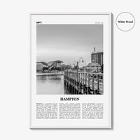 Hampton Print Black and White, Hampton Wall Art, Hampton Poster, Hampton Photo, Hampton Wall Décor, Hampton Map, Virginia, USA