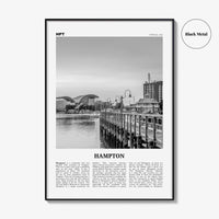 Hampton Print Black and White, Hampton Wall Art, Hampton Poster, Hampton Photo, Hampton Wall Décor, Hampton Map, Virginia, USA