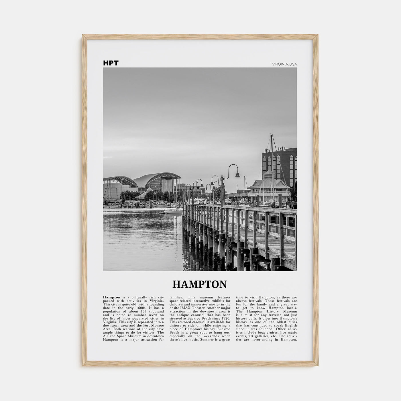Hampton Travel B&W Poster