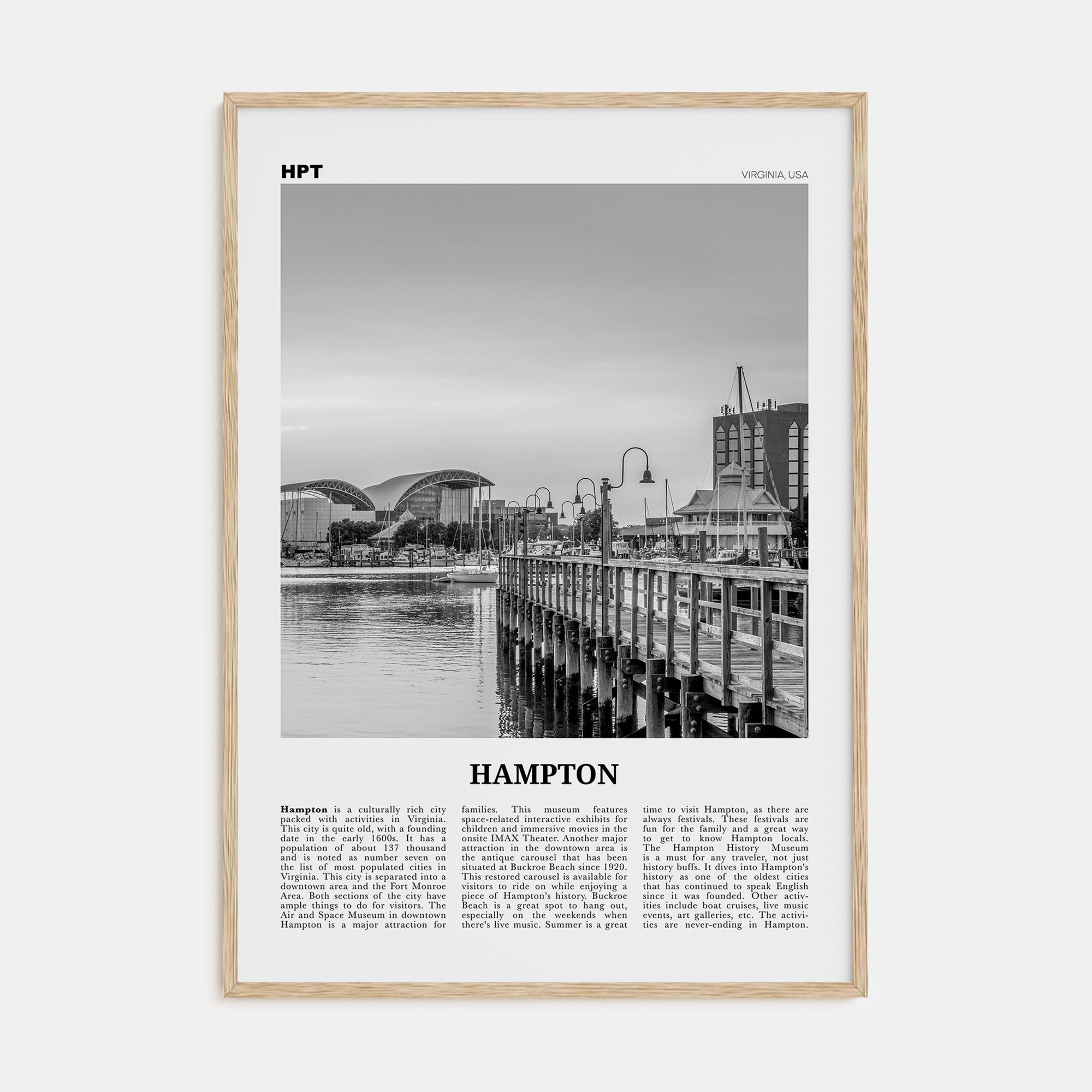 Hampton Travel B&W Poster