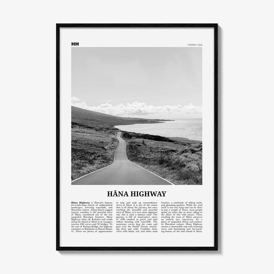 Hana Highway Print Black and White, Hana Highway Art, Hana Highway Poster, Hana Highway Photo, Hana Highway Wall Décor, Hana Highway Map