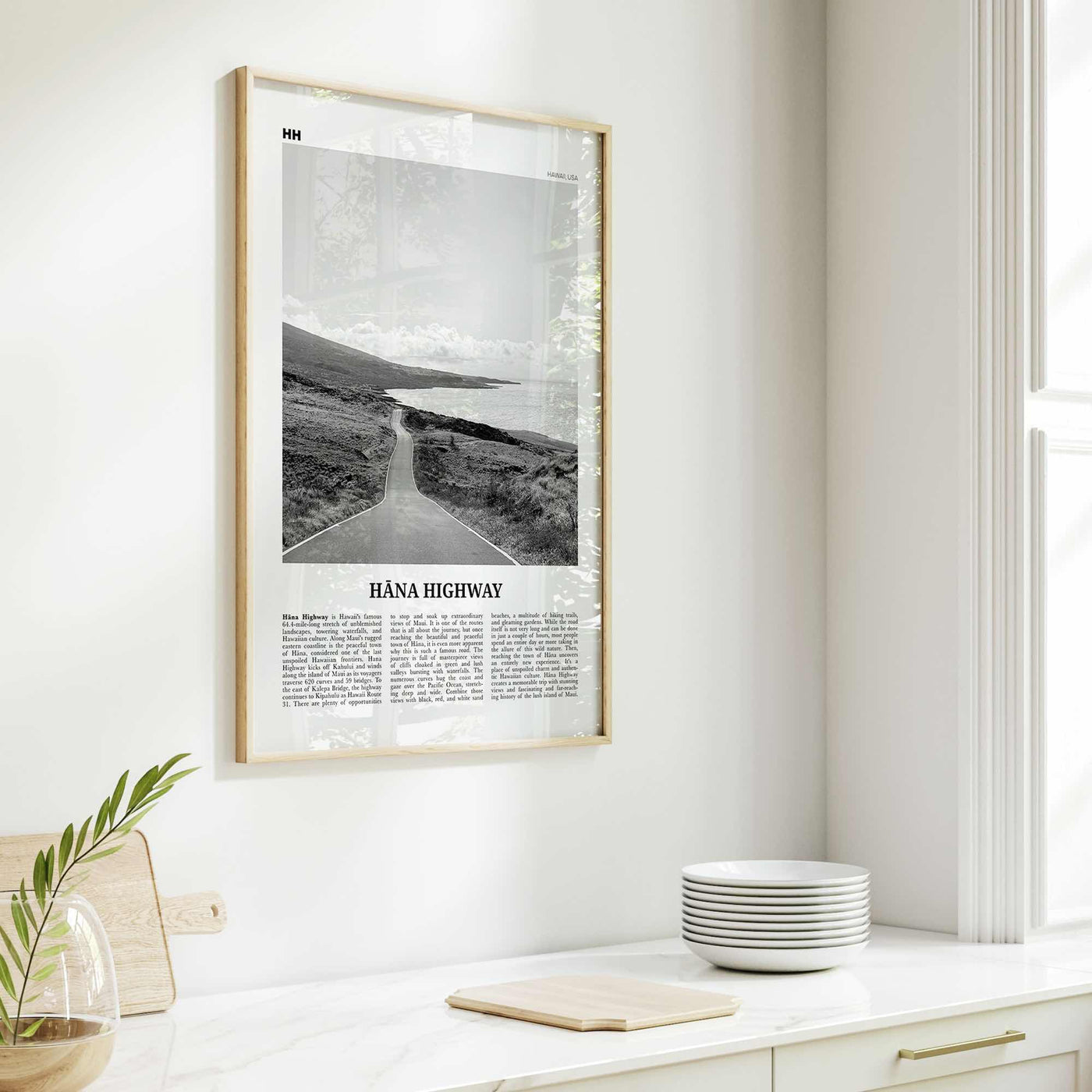 Hana Highway Print Black and White, Hana Highway Art, Hana Highway Poster, Hana Highway Photo, Hana Highway Wall Décor, Hana Highway Map