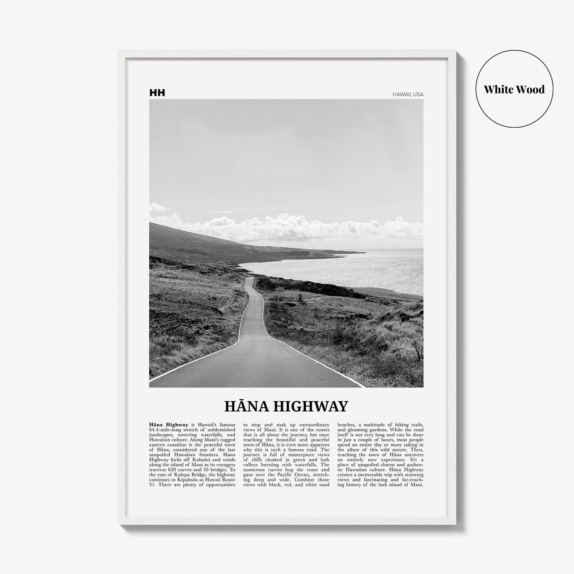 Hana Highway Print Black and White, Hana Highway Art, Hana Highway Poster, Hana Highway Photo, Hana Highway Wall Décor, Hana Highway Map
