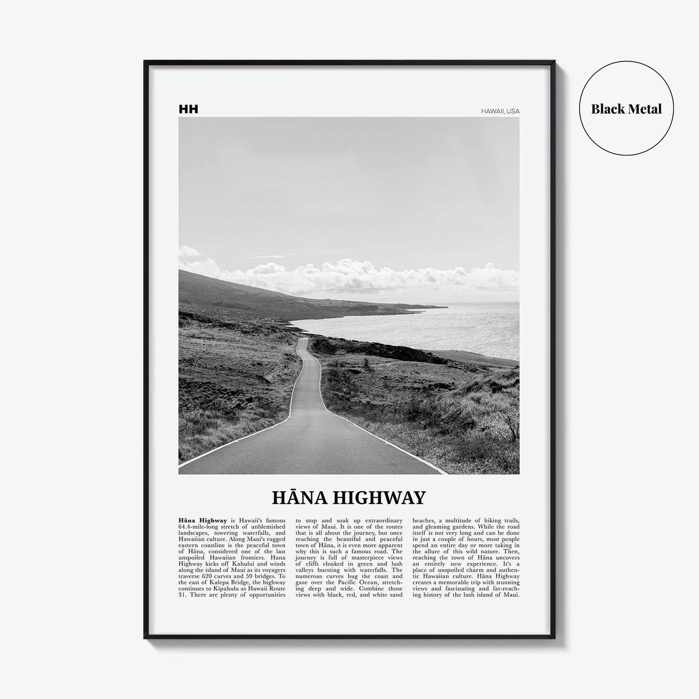 Hana Highway Print Black and White, Hana Highway Art, Hana Highway Poster, Hana Highway Photo, Hana Highway Wall Décor, Hana Highway Map