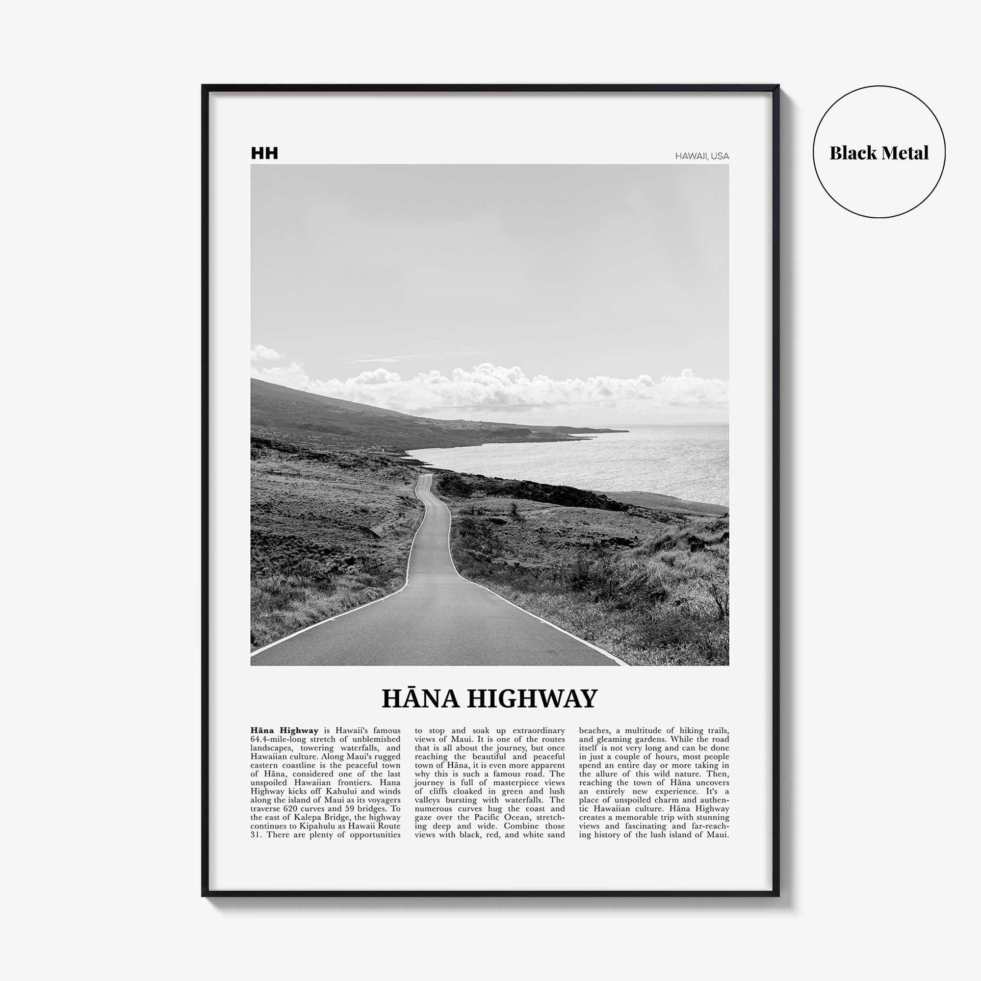 Hana Highway Print Black and White, Hana Highway Art, Hana Highway Poster, Hana Highway Photo, Hana Highway Wall Décor, Hana Highway Map