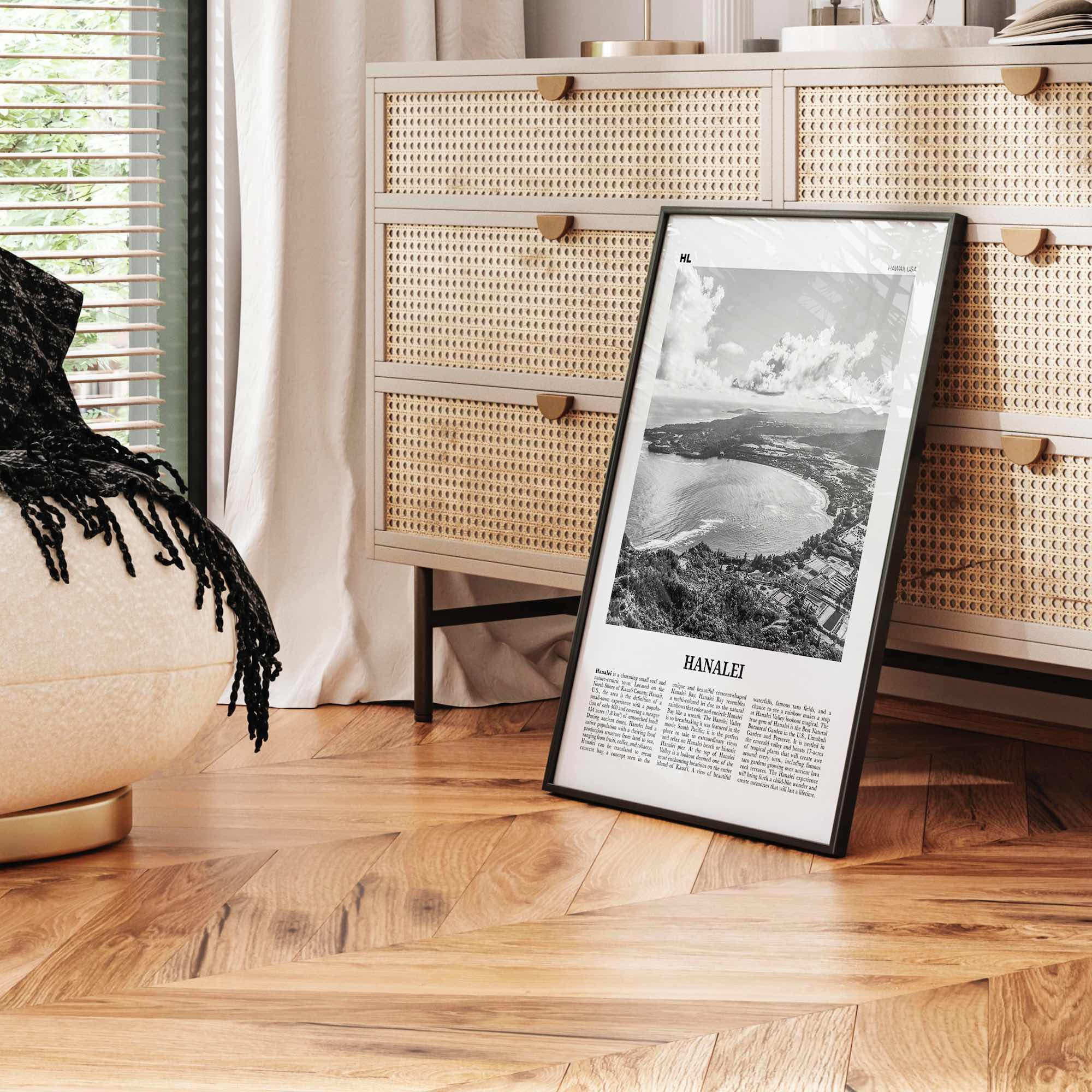 Hanalei Print Black and White, Hanalei Wall Art, Hanalei Poster, Hanalei Photo, Hanalei Wall Décor, Hawaii, USA, United States North America