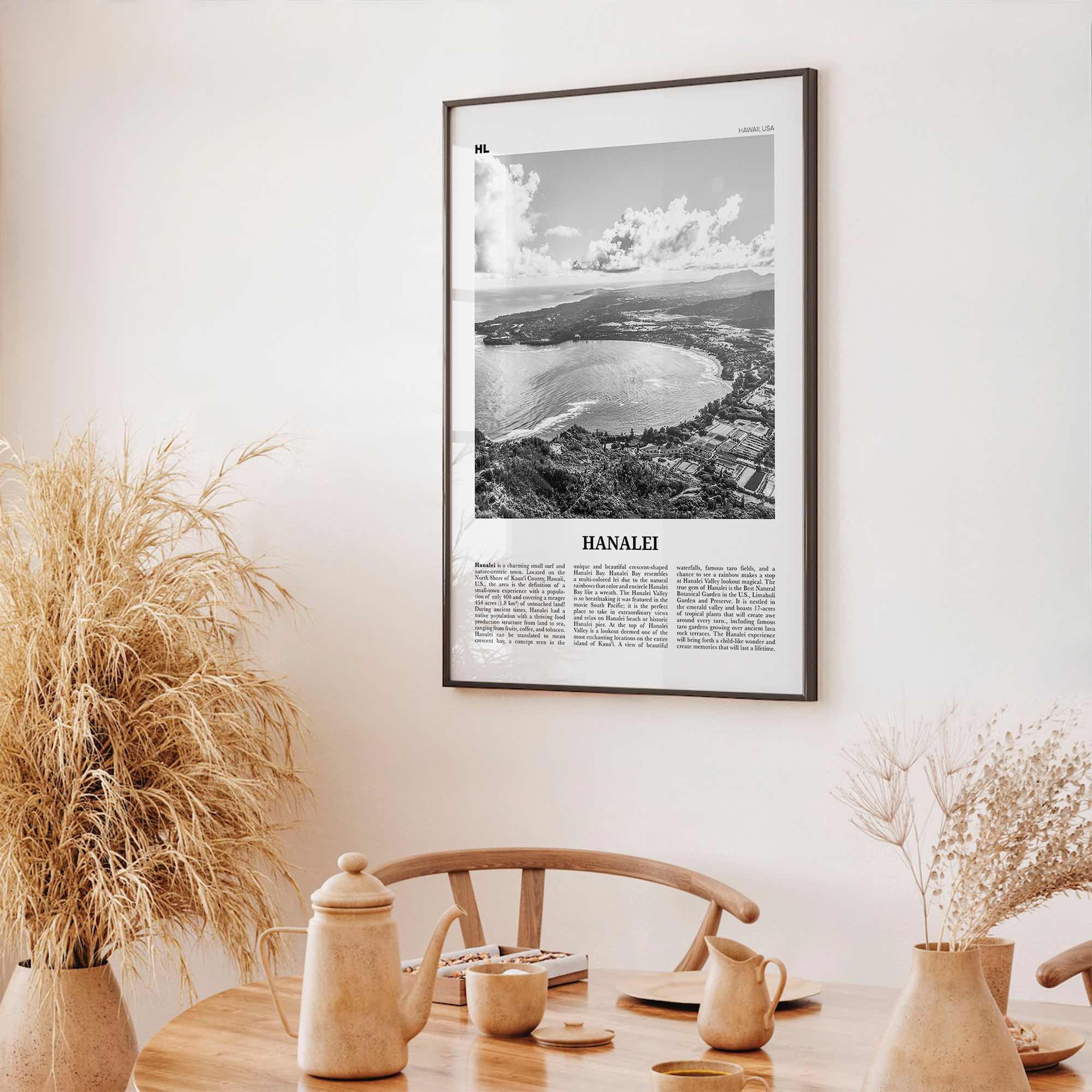 Hanalei Print Black and White, Hanalei Wall Art, Hanalei Poster, Hanalei Photo, Hanalei Wall Décor, Hawaii, USA, United States North America