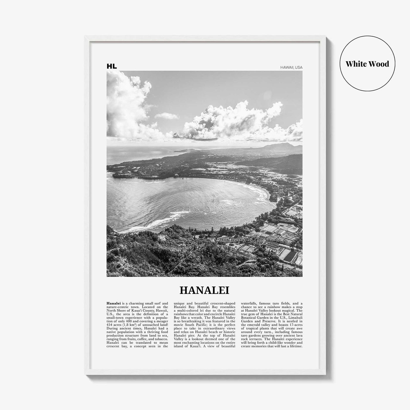 Hanalei Print Black and White, Hanalei Wall Art, Hanalei Poster, Hanalei Photo, Hanalei Wall Décor, Hawaii, USA, United States North America