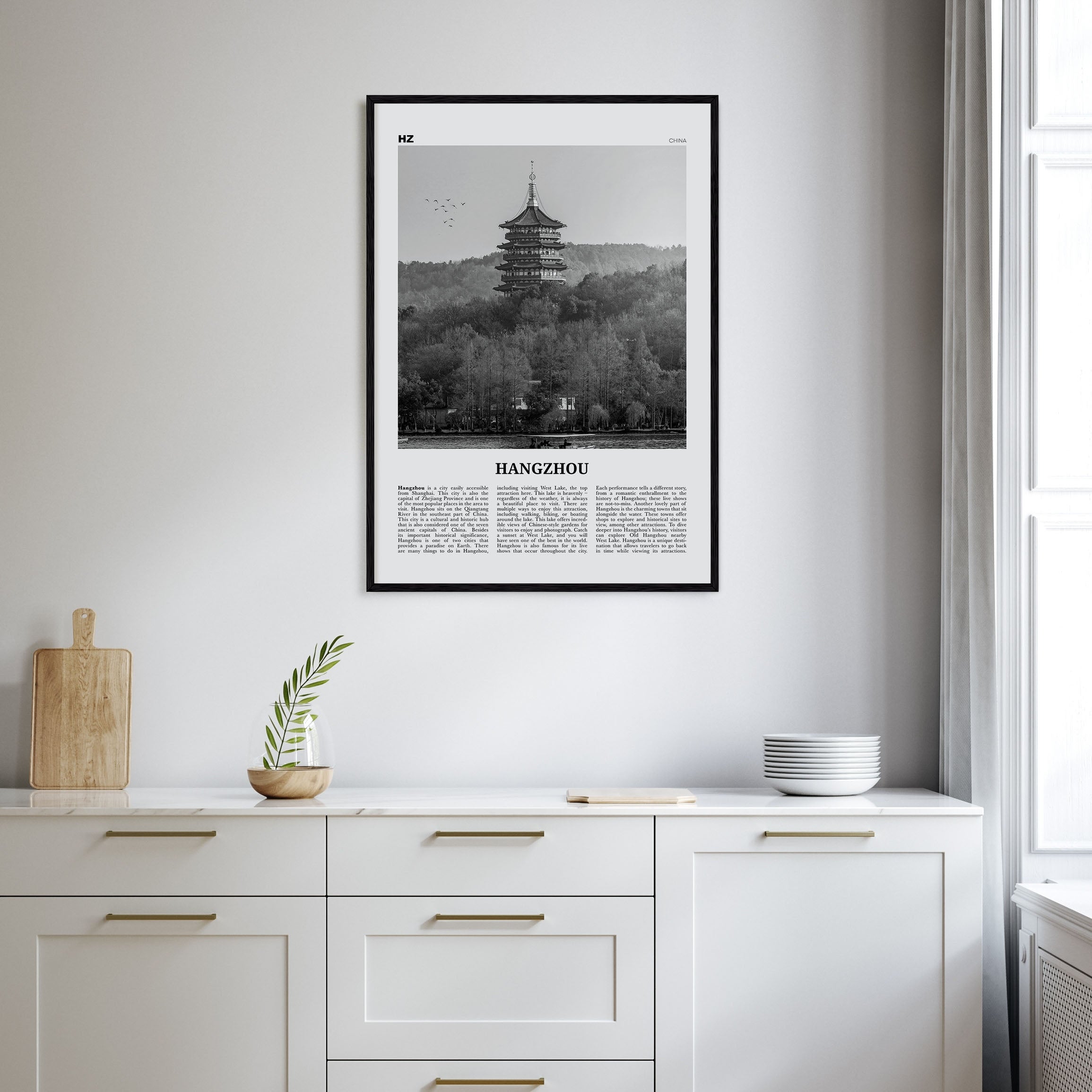 Hangzhou Travel B&W Poster
