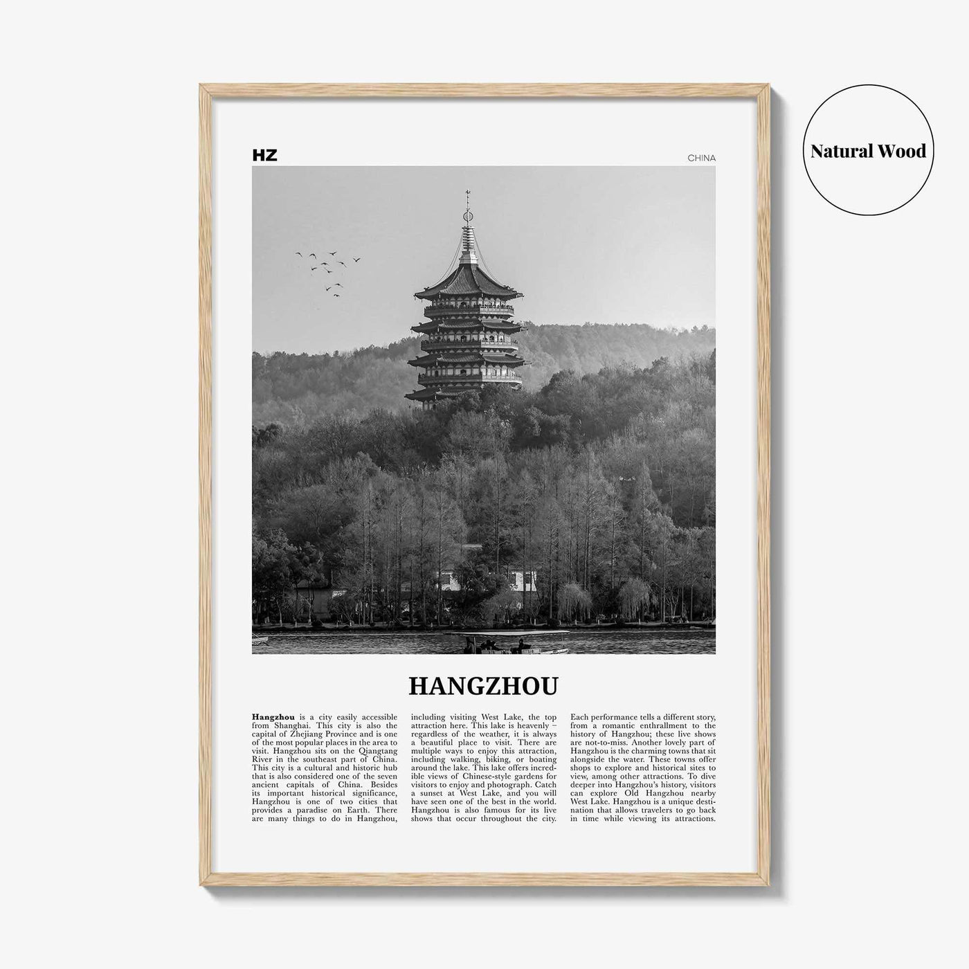 Hangzhou Print Black and White, Hangzhou Wall Art, Hangzhou Poster, Hangzhou Photo, Hangzhou Wall Décor, Hangzhou Map, China